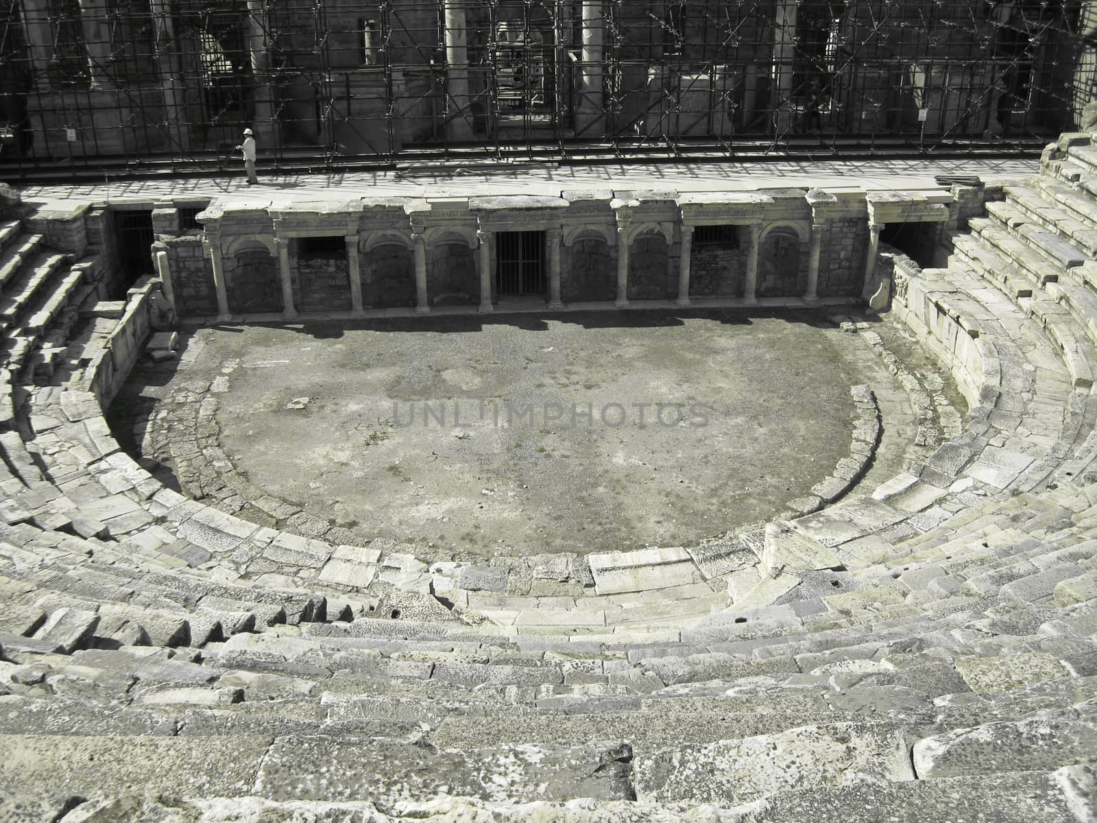 Ruins of theater in ancient town Hierapolis Turkey