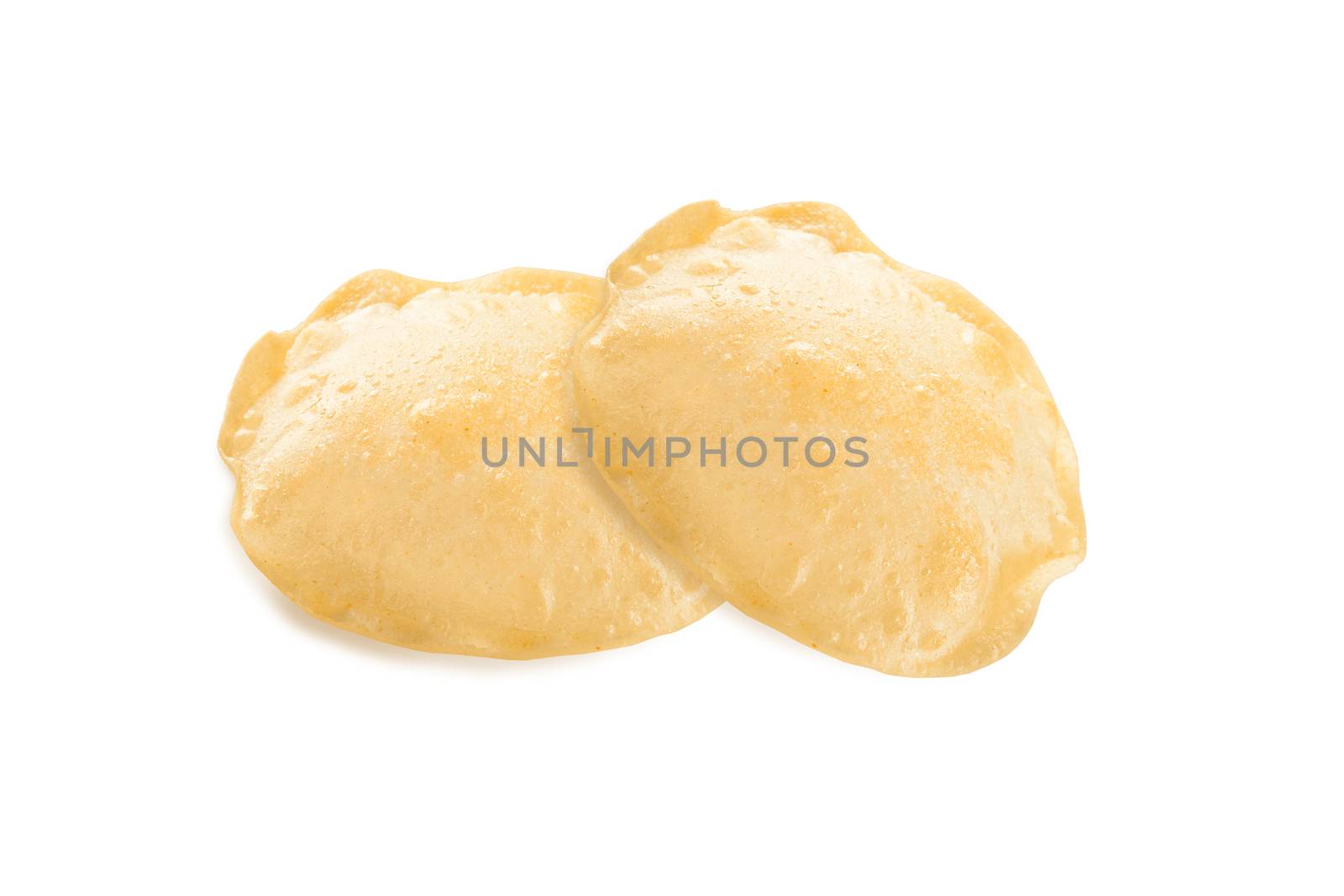 Puri flatbread isoltaed on a white background 