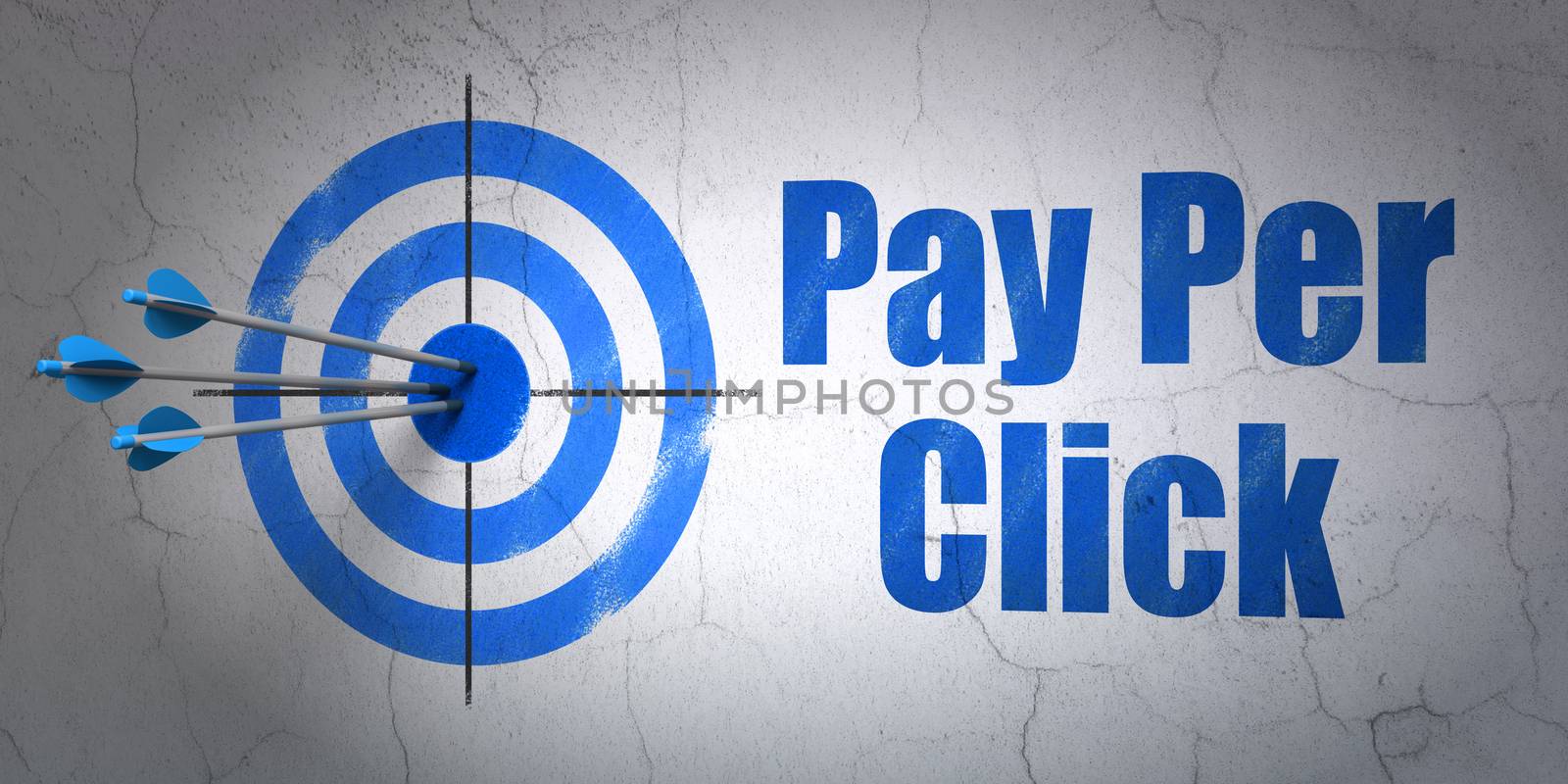 Marketing concept: target and Pay Per Click on wall background by maxkabakov