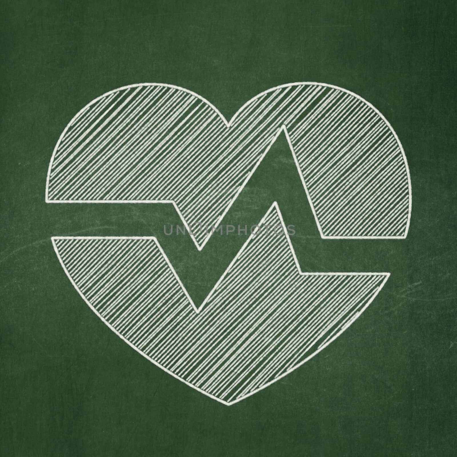 Healthcare concept: Heart icon on Green chalkboard background