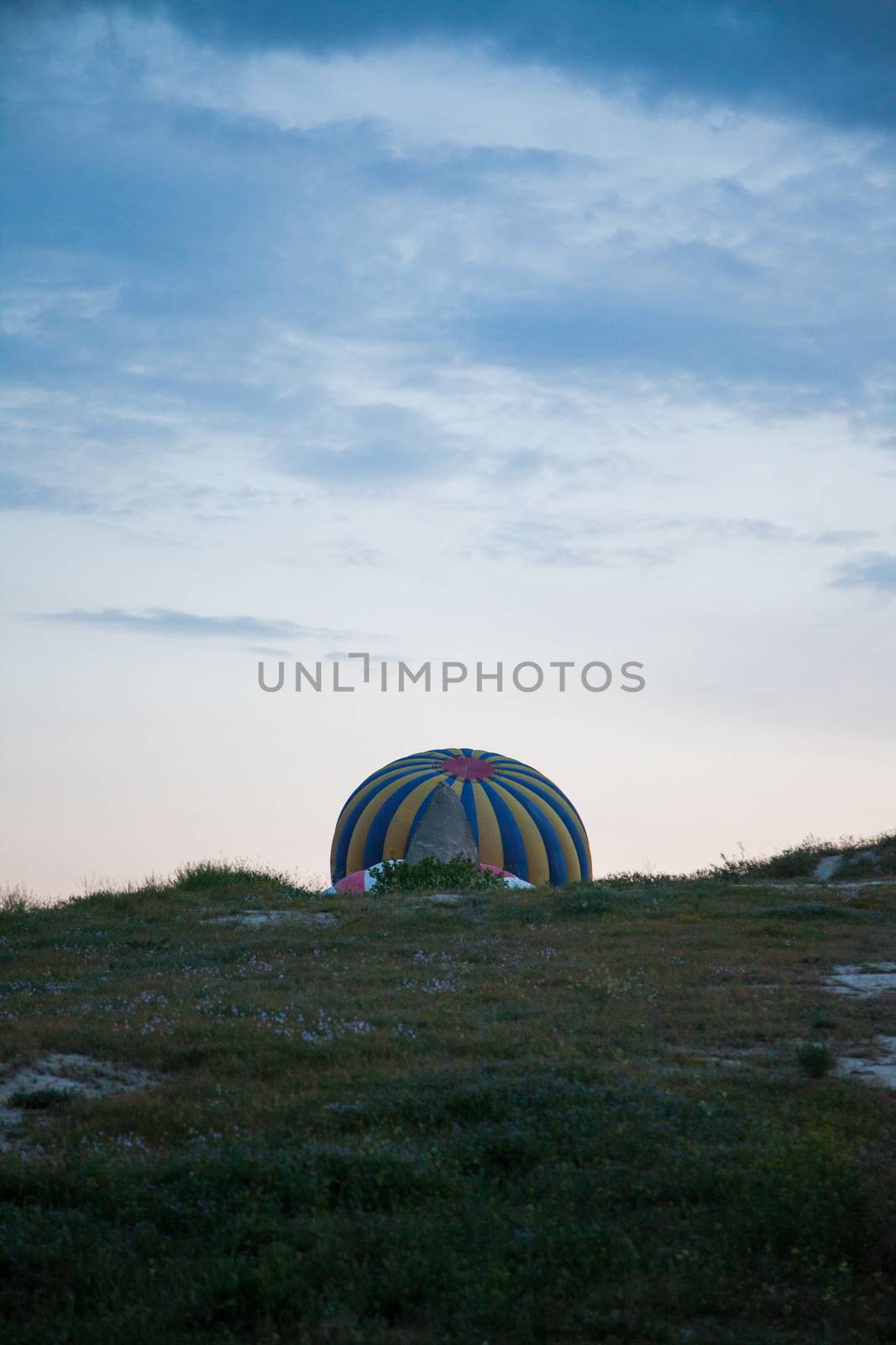 hot air balloon ready for take off