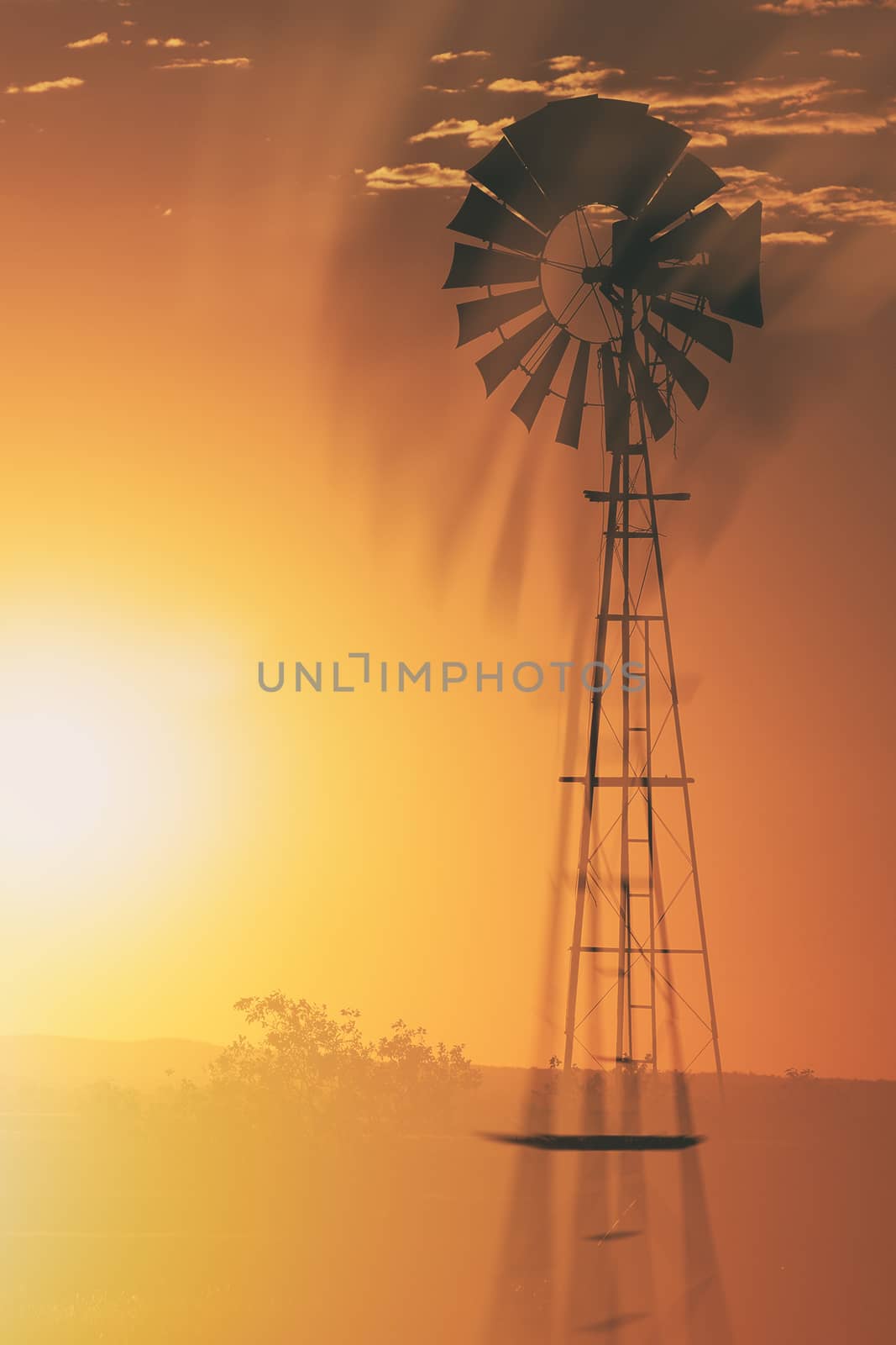 Windmill in the outback of Queensland, Australia.