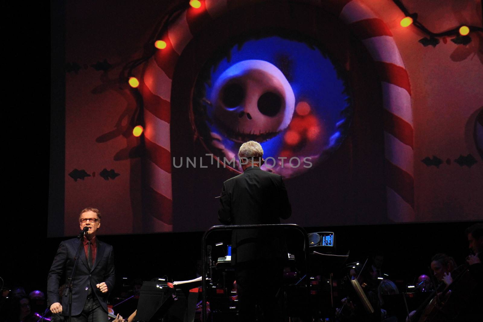 FRANCE, Paris: American composer Danny Elfman performs on the stage of the Grand Rex, in Paris, during the show Danny Elfman's music from the films of Tim Burton, on October 10, 2015.