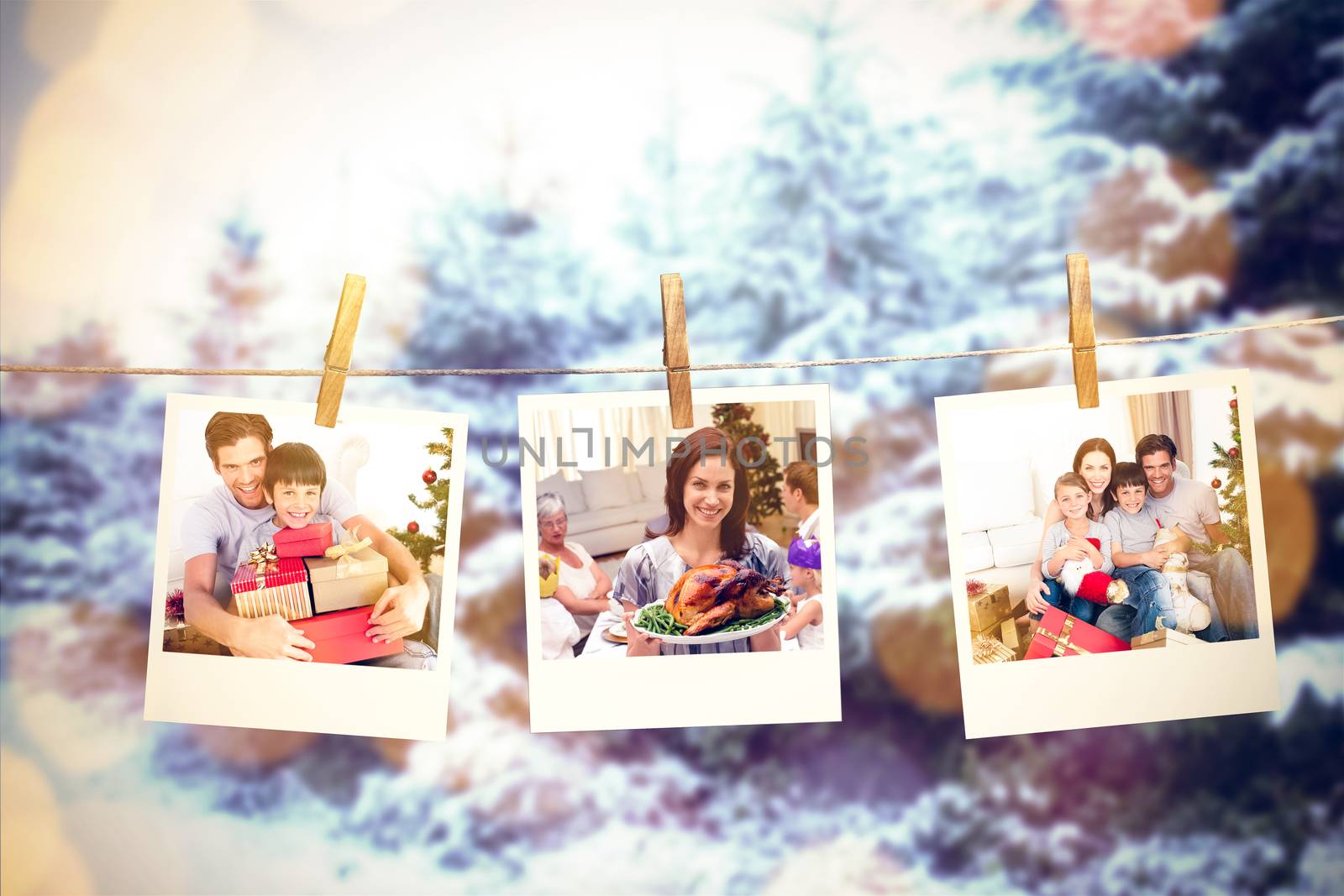 Composite image of happy father and son holding christmas presents by Wavebreakmedia