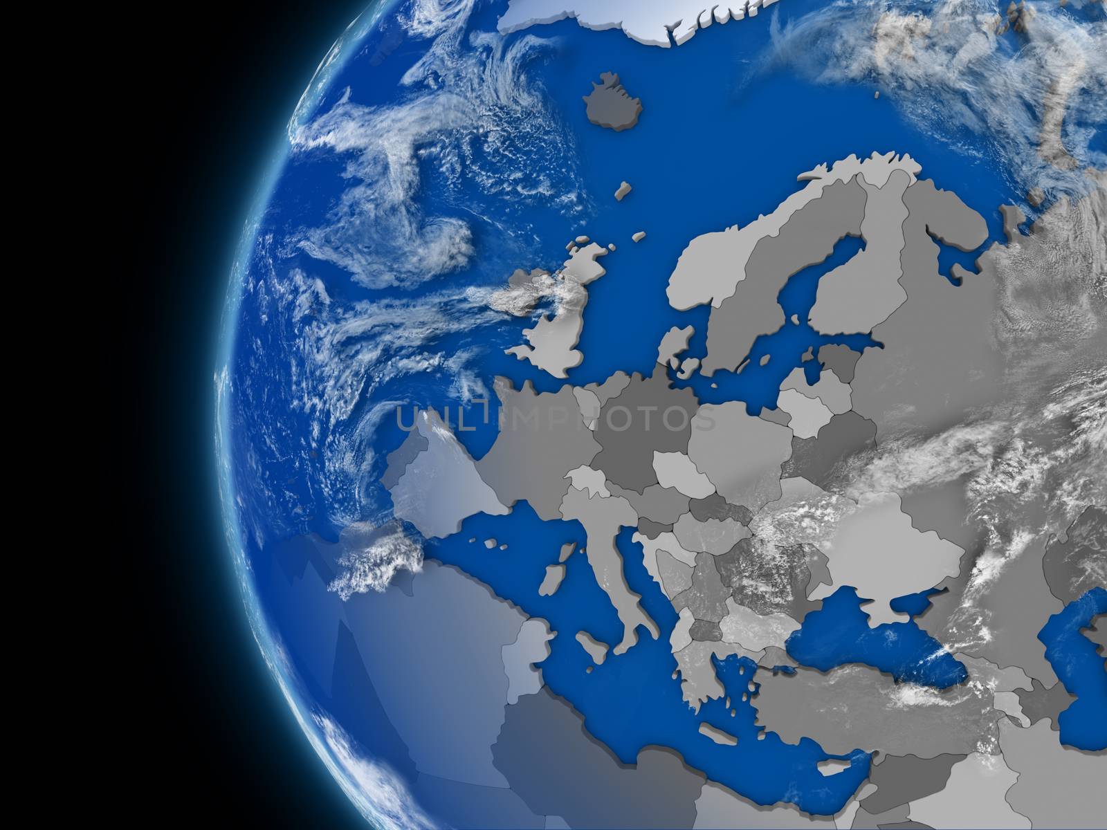European continent on political globe by Harvepino
