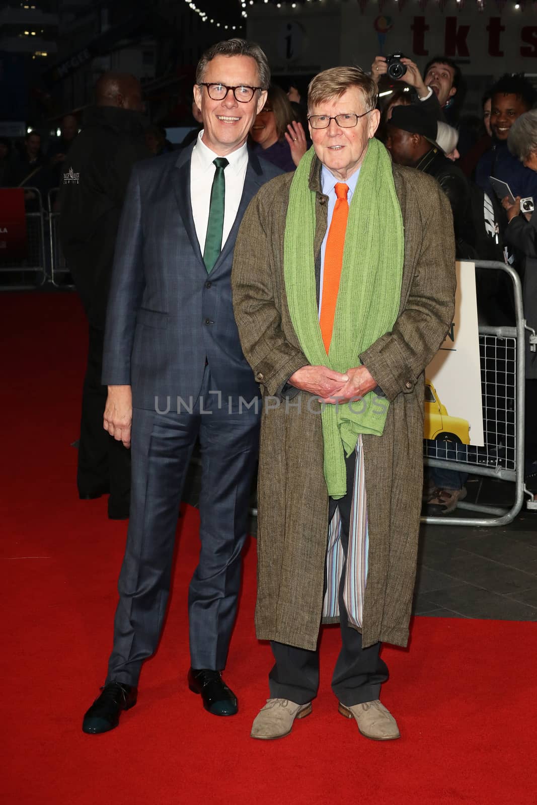 UNITED KINGDOM, London: Alex Jennings and Alan Bennett attend a screening of The Lady in the Van during the BFI London Film Festival at Odeon Leicester Square on October 13, 2015. 
