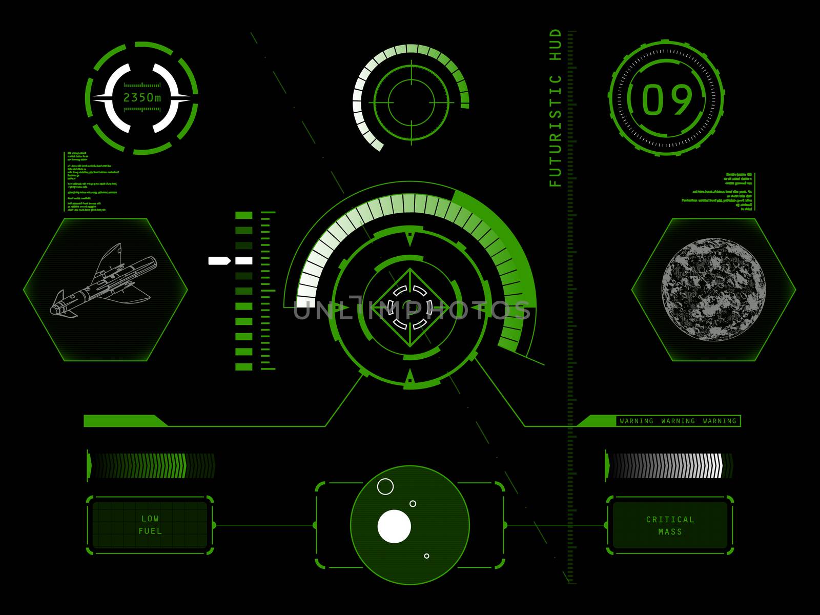 Abstract future, concept vector futuristic green virtual graphic touch user interface HUD, raster version