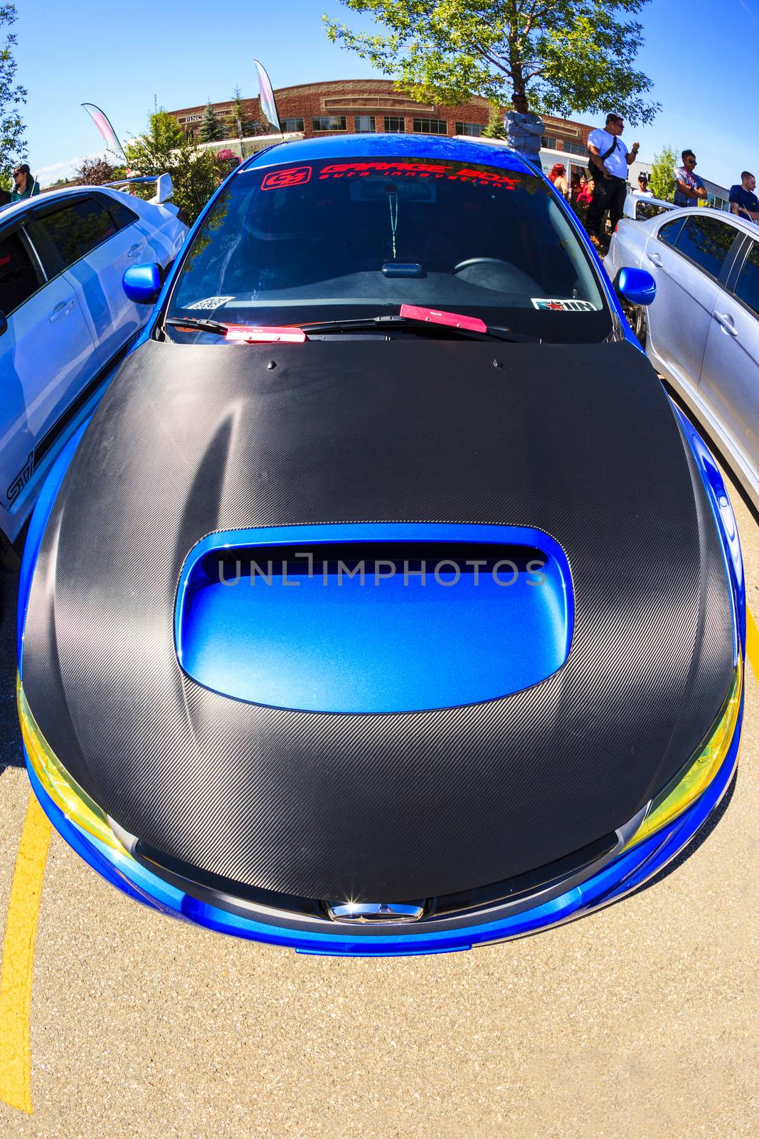 CALGARY CANADA  AUG 9 2015: "Hot Import Nights" car show  , the show is a regular event held each year in Calgary and Vancouver, where specialized imported vehicles on display by the owns.