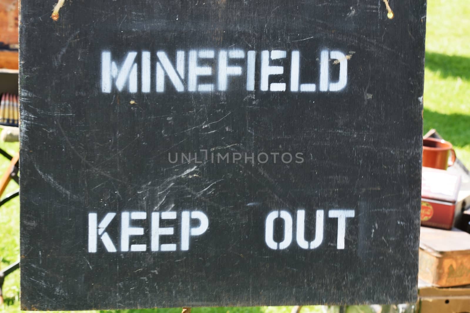 Minefield warning sign