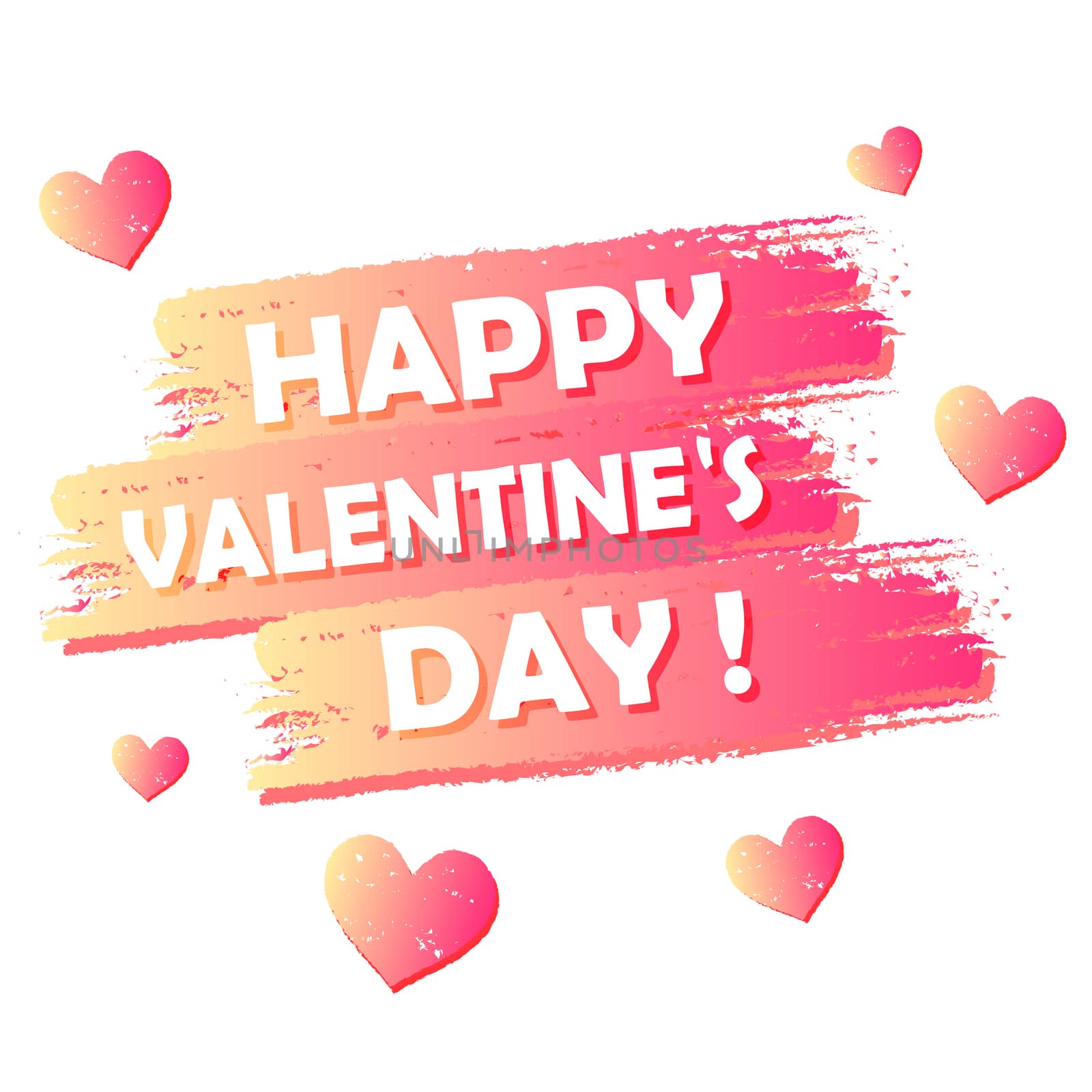 happy valentine`s day banner - text in pink drawn label