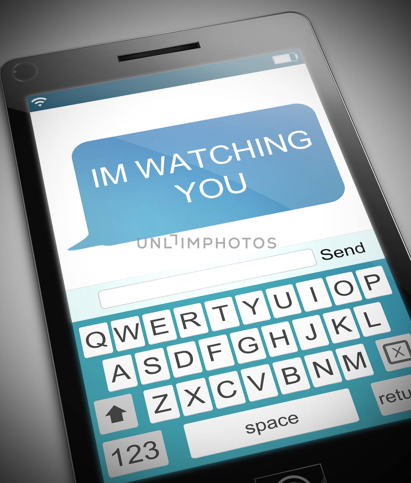 Illustration depicting a phone with a watching concept.