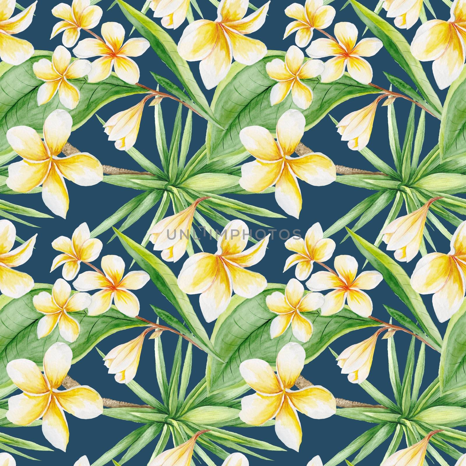 Tropical Pattern on Blue Background by kisika