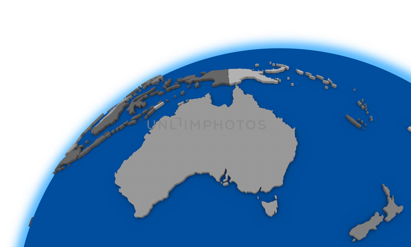 Australia on globe, political map