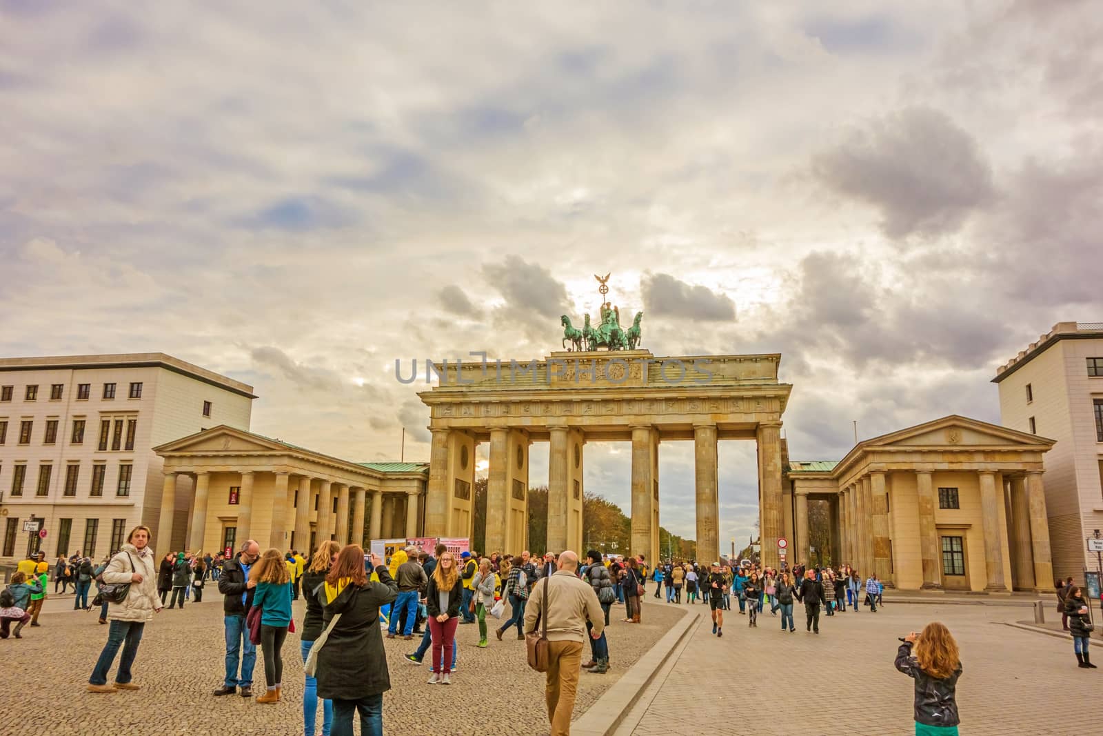 Berlin, Germany - October 28, 2013:Brandenburger Tor (Brandenburg Gate) of Berlin.The triumphal arch is one of the best-known landmarks of Germany.