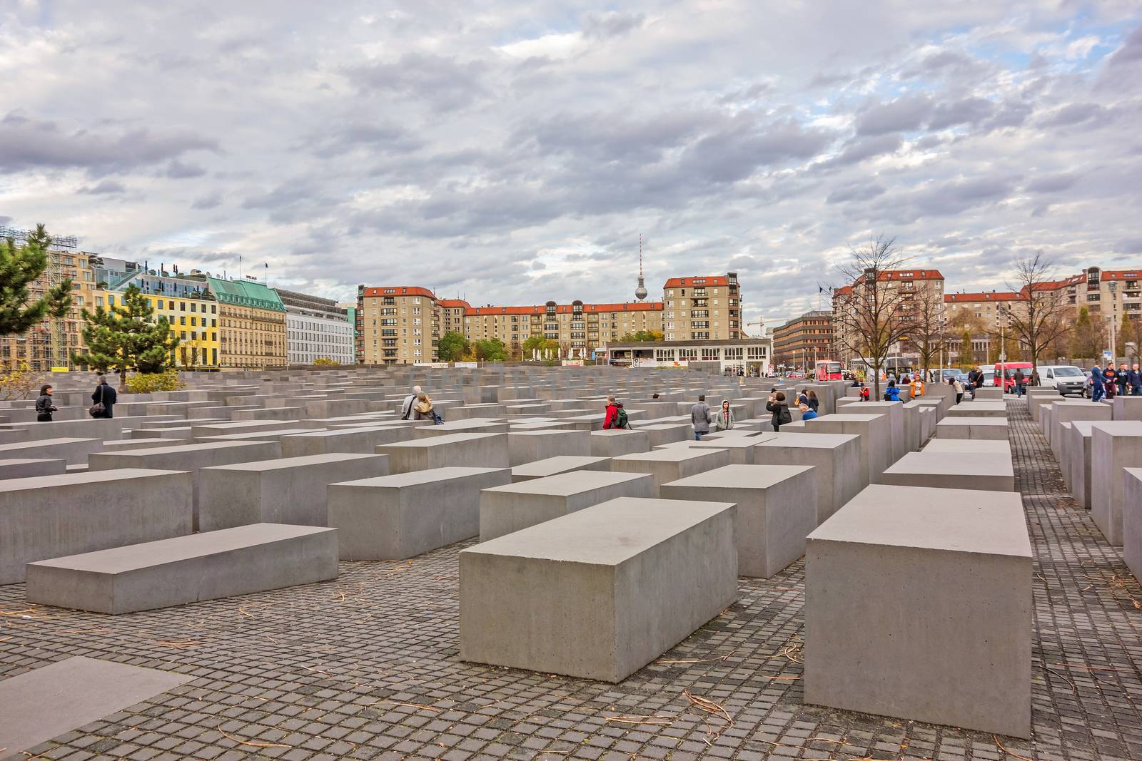 Berlin, Germany - October 28, 2013: Holocaust Memorial in the center of Berlin. It remembers the Jewish victims of the Holocaust.