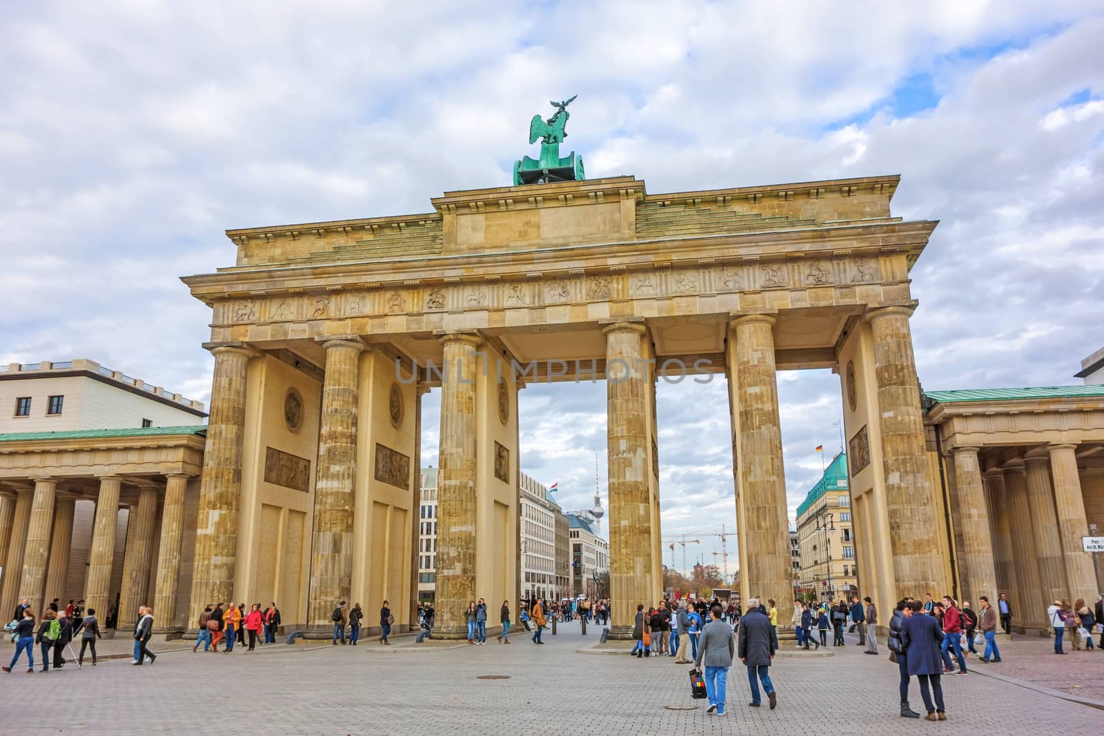 Berlin, Germany - October 28, 2013:Brandenburger Tor (Brandenburg Gate) of Berlin.The triumphal arch is one of the best-known landmarks of Germany.