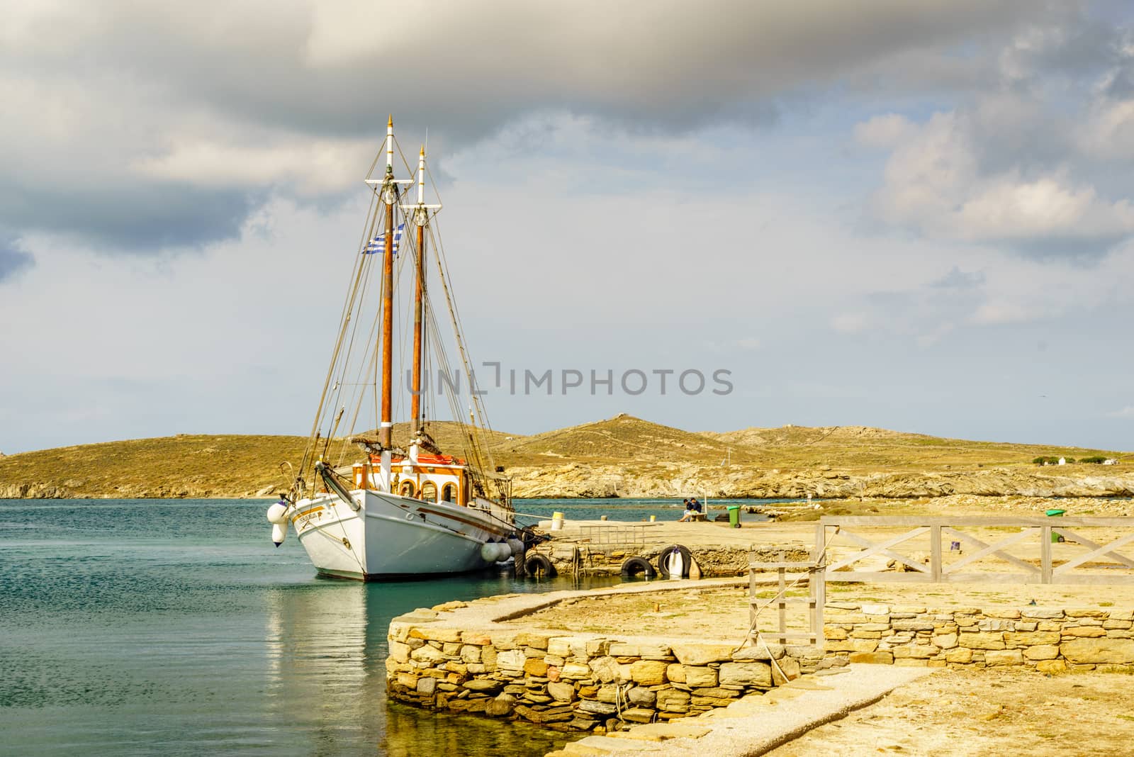 Classic wooden ship on gGreek islae of Delos by Sprague
