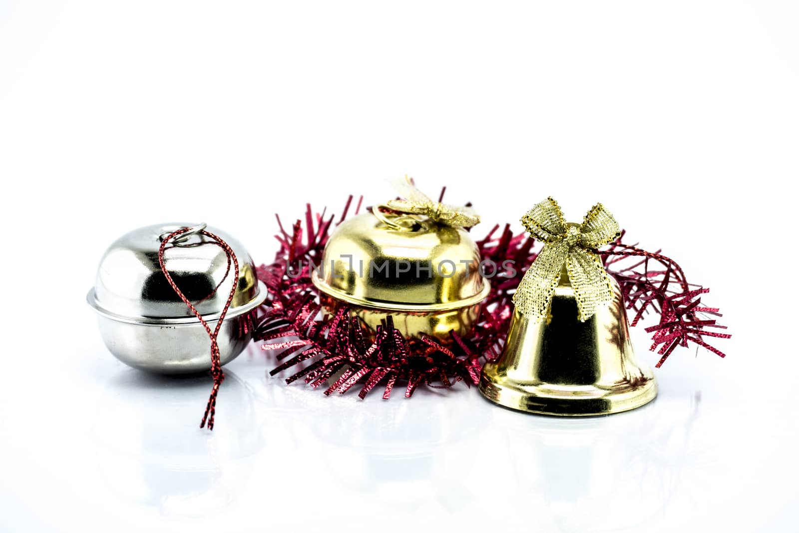 Bell and Christmas Garland isolated on white background by teerawit