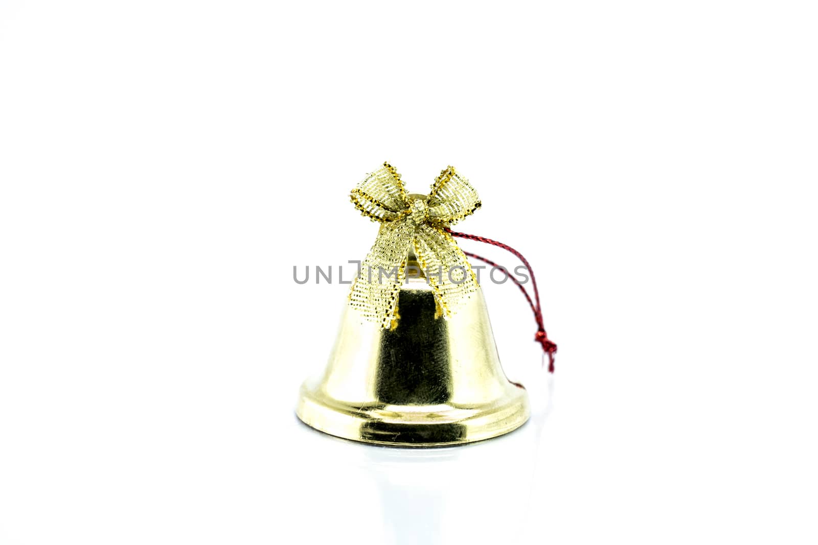 Bell and Christmas Garland isolated on white background, christmas object