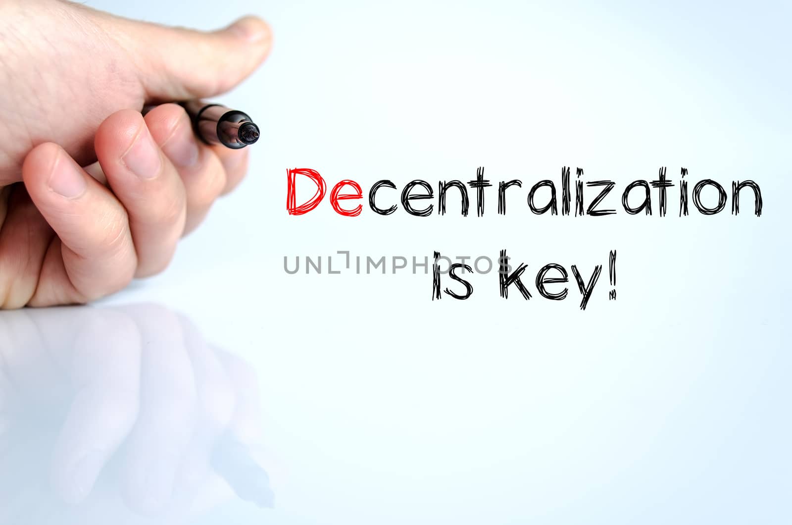 Decentralization is key text concept isolated over white background