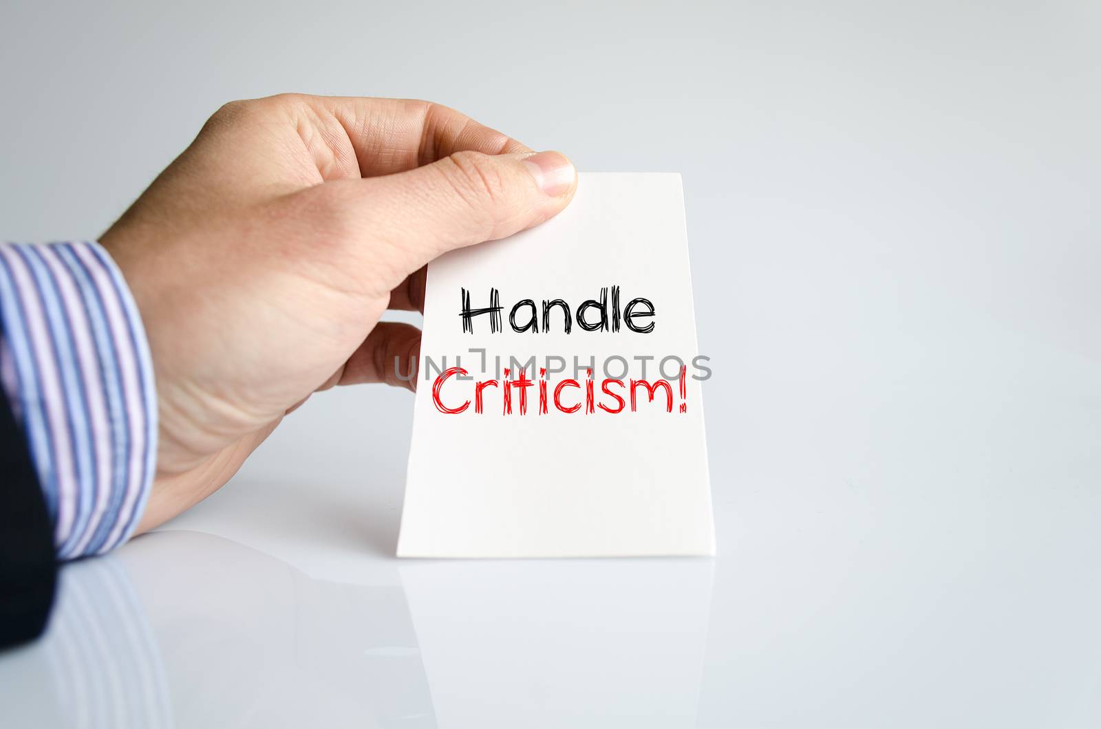 Handle criticism text concept isolated over white background