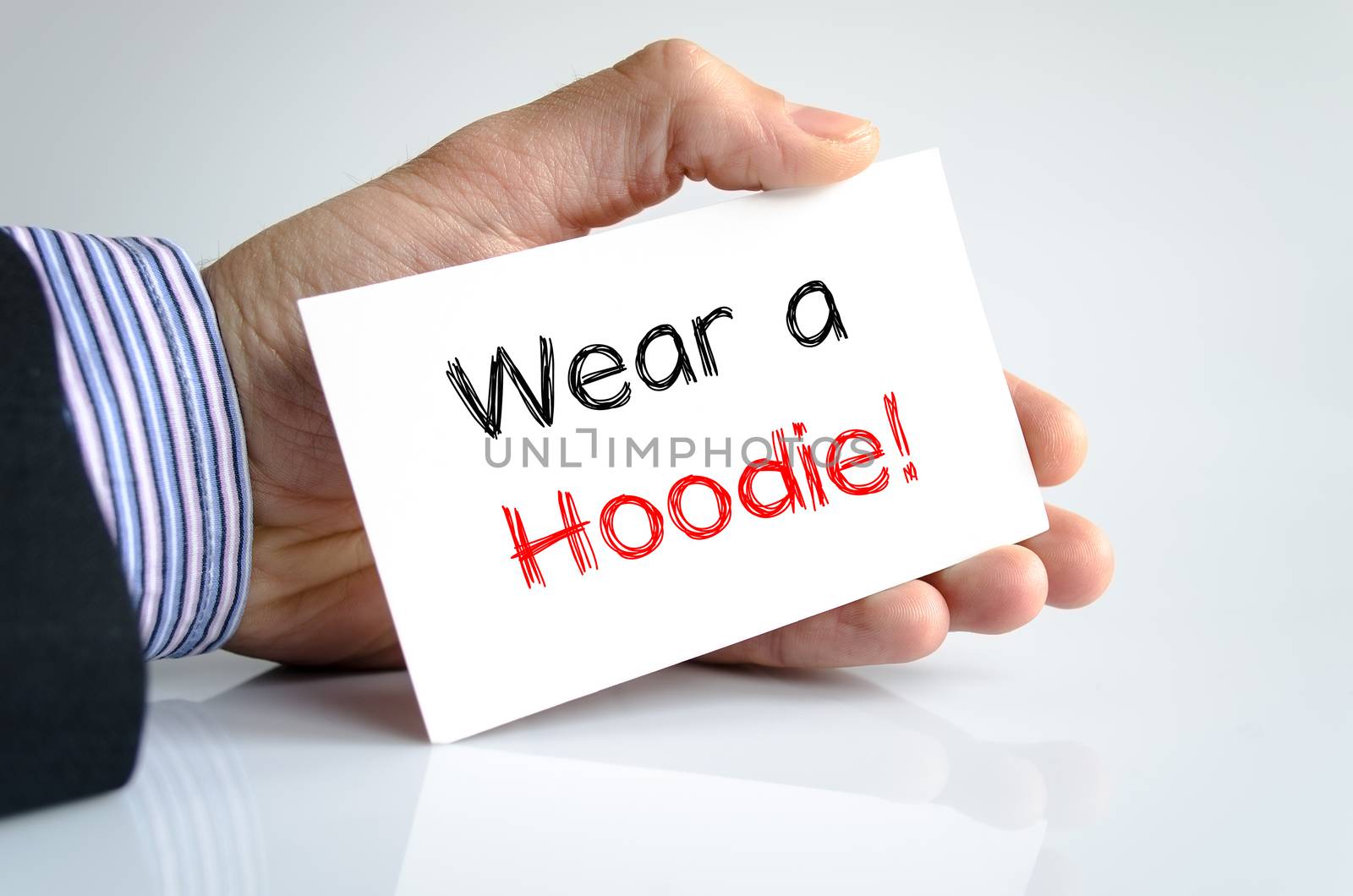 Wear a hoodie text concept isolated over white background