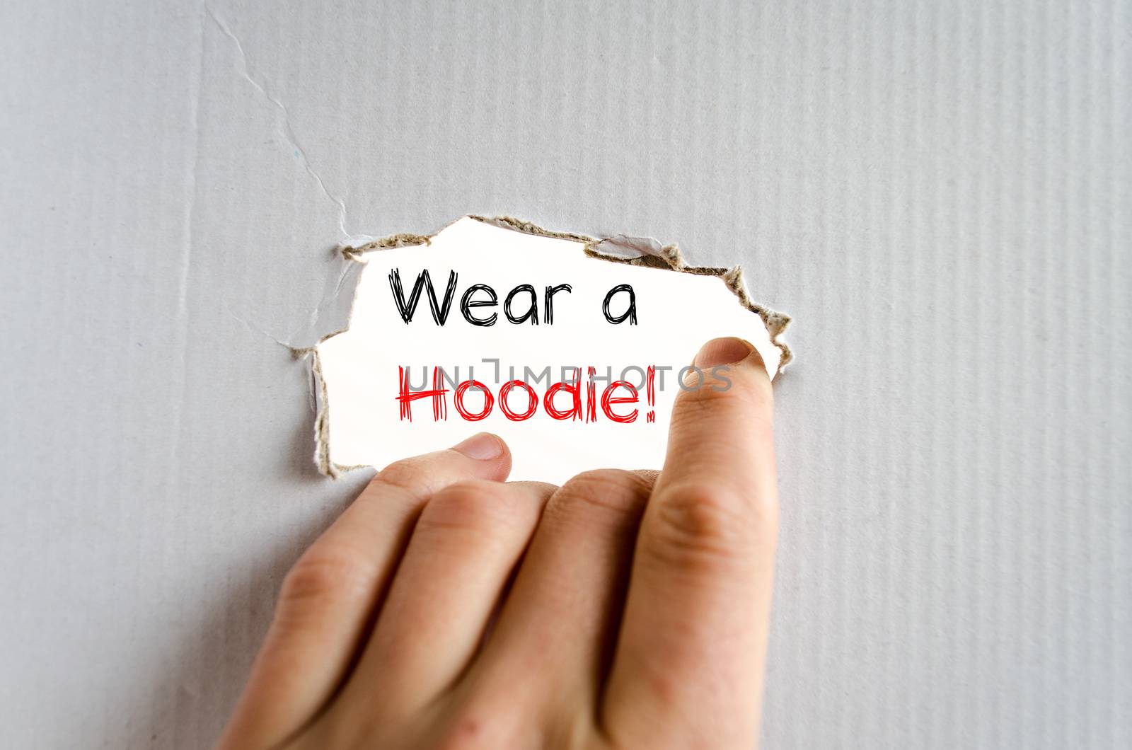 Wear a hoodie text concept isolated over white background