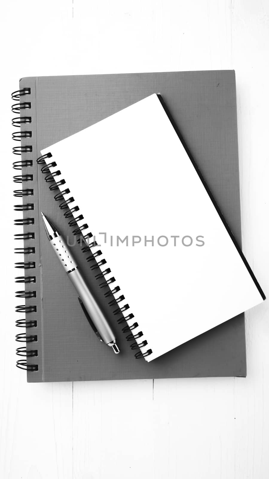 notebook and pen black and white tone color style by ammza12