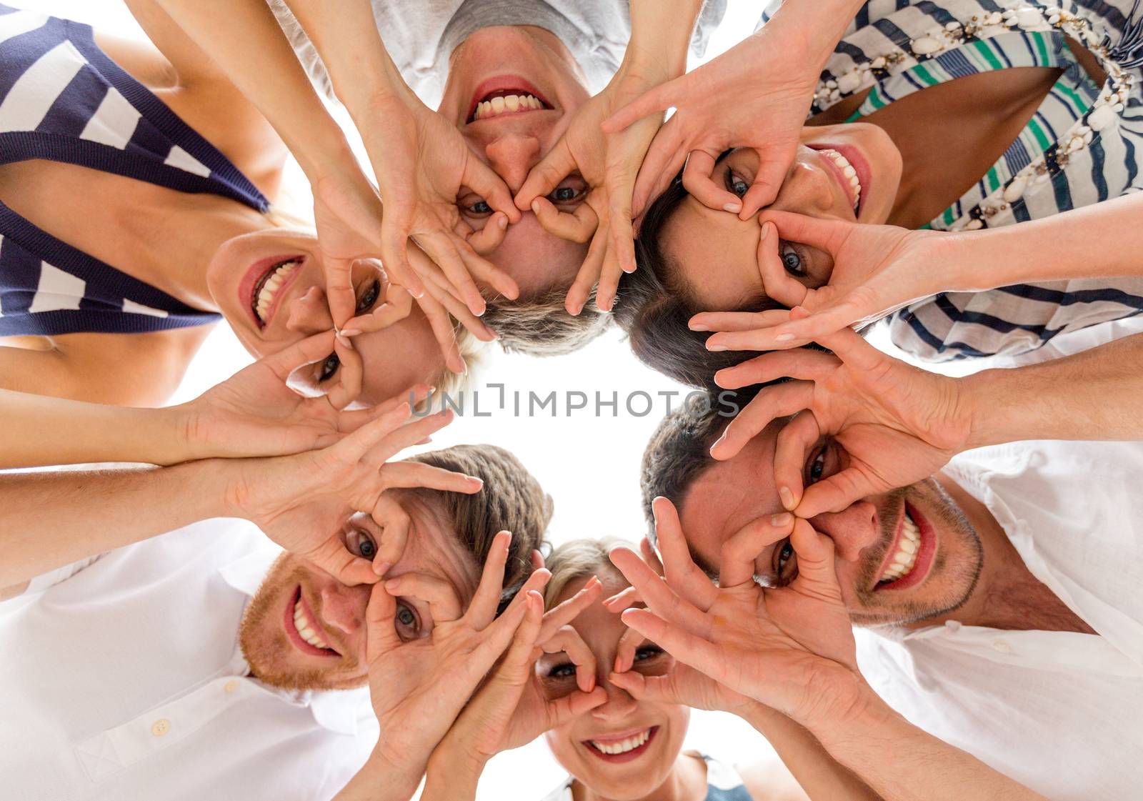 smiling friends in circle by dolgachov