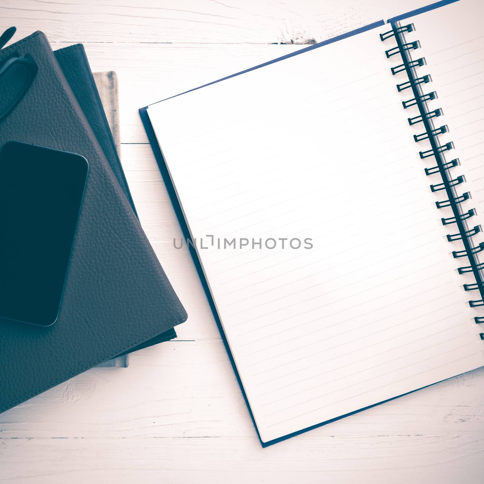 notepad with stack of book vintage style by ammza12