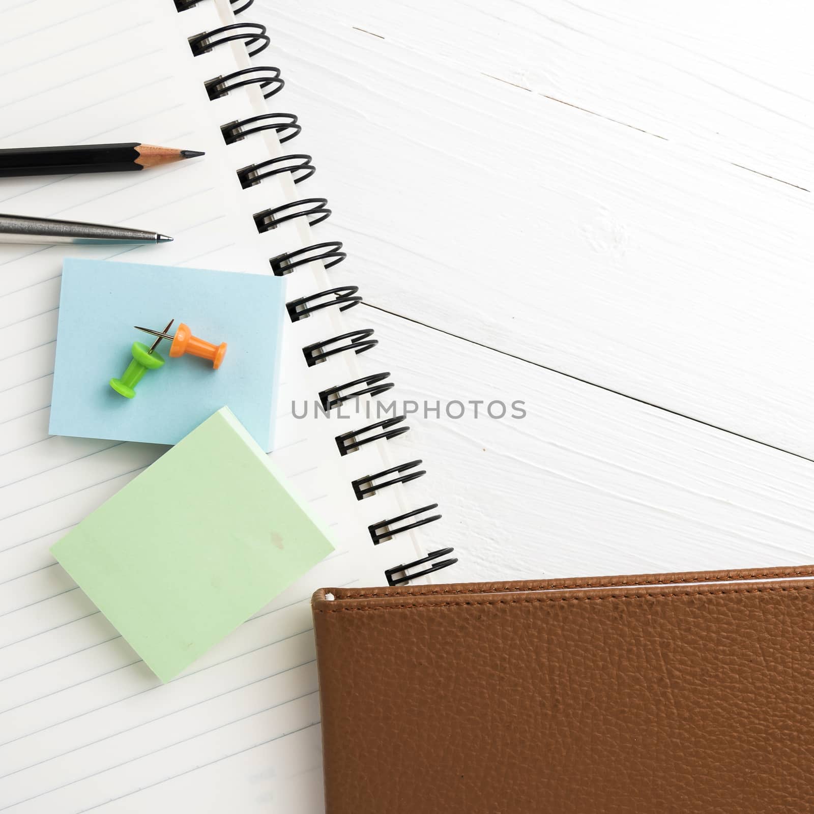 brown notebook with office supplies by ammza12