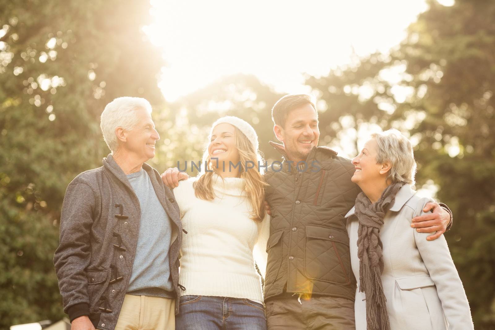 Portrait of a smiling family on an autumns day