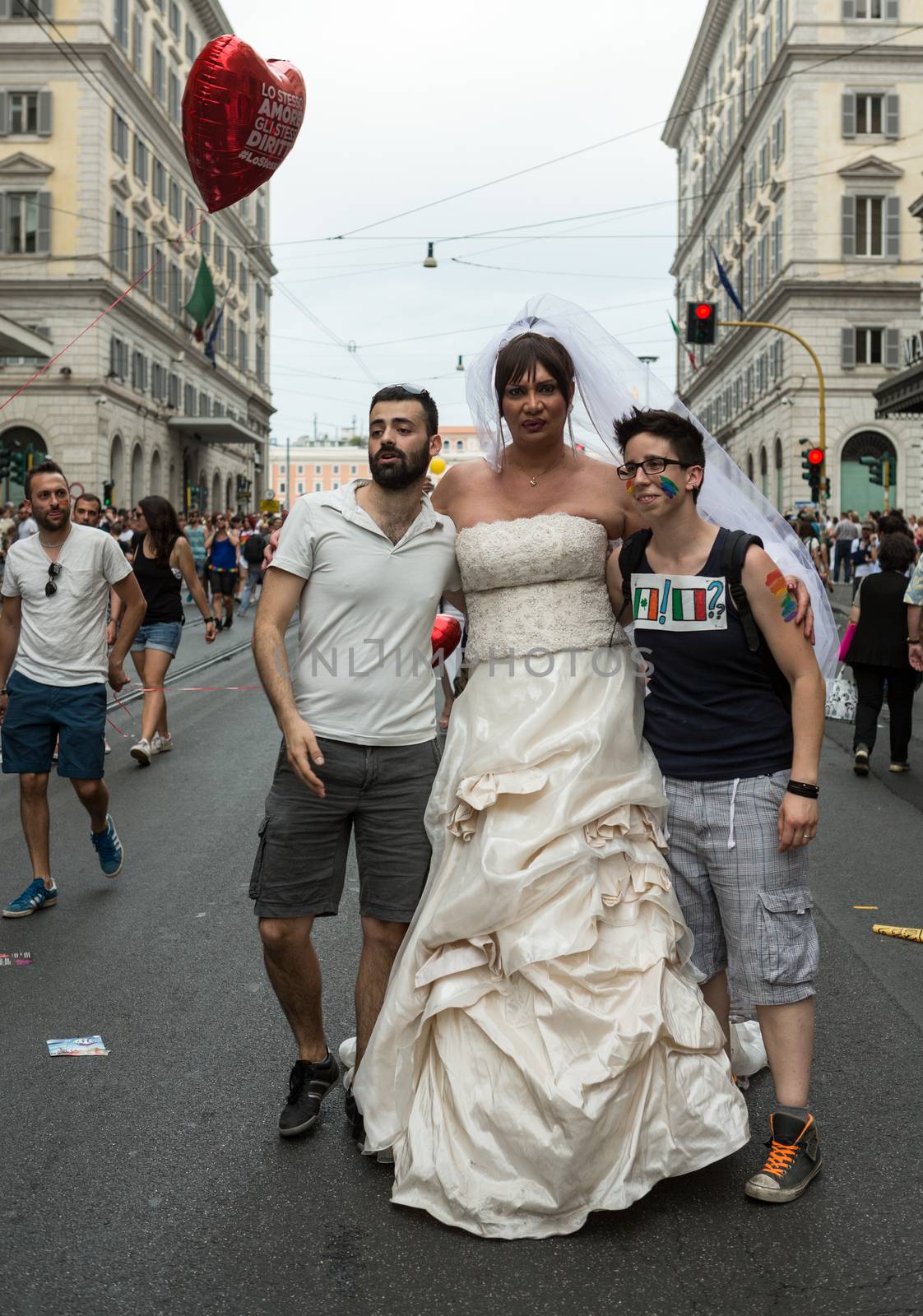 ROME, ITALY - JUNE 13, 2015: Rome hosts a popular Pride celebration - Rome Gay Pride on June 13, 2015.  Rome Gay Pride parade takes place on this day, drawing thousands of spectators and participants 