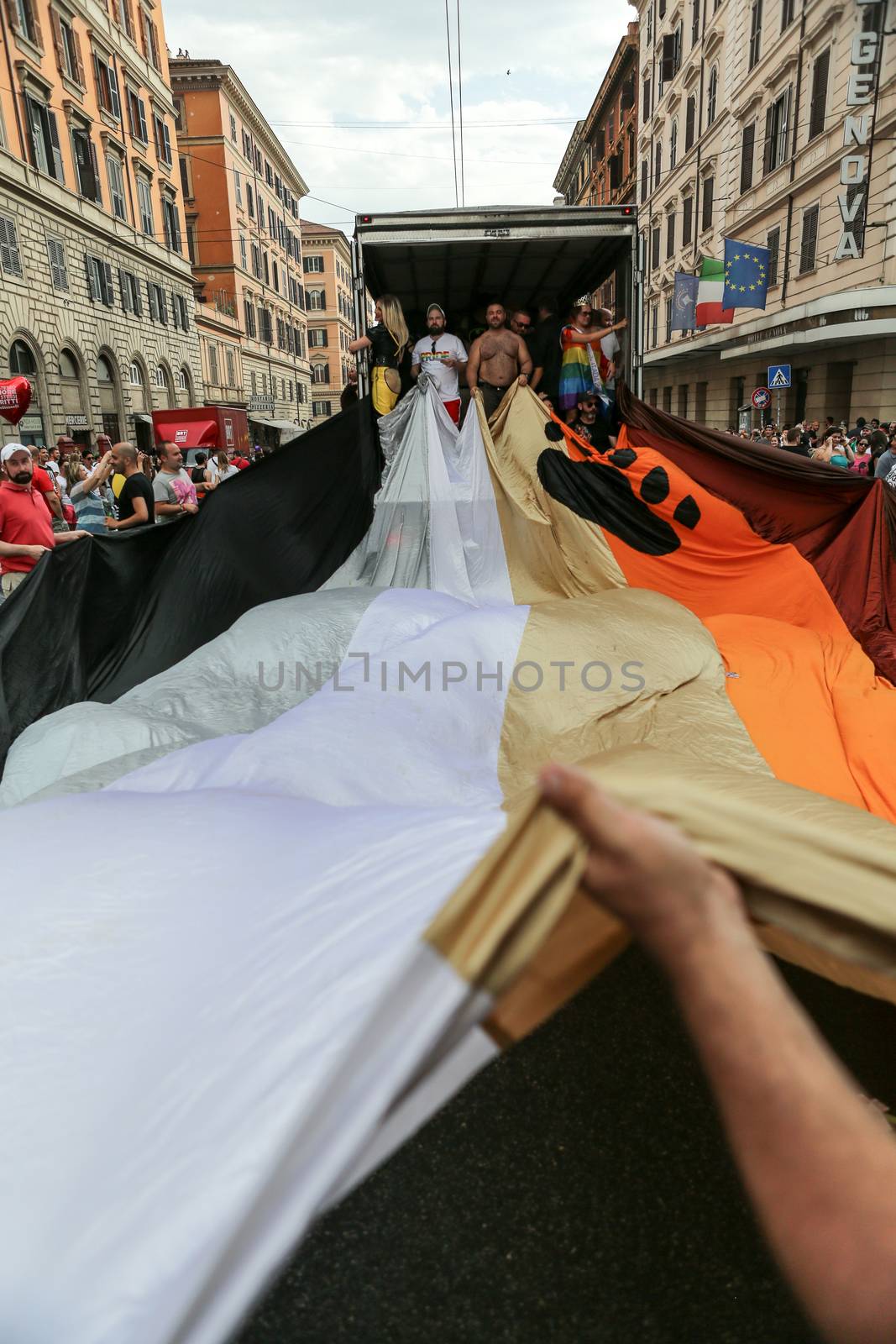 ROME, ITALY - JUNE 13, 2015: Rome hosts a popular Pride celebration - Rome Gay Pride on June 13, 2015.  Rome Gay Pride parade takes place on this day, drawing thousands of spectators and participants 