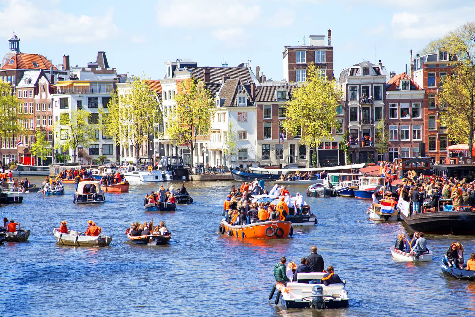 AMSTERDAM - APR 27: People celebrating Kings Day in Amsterdam on April 27. 2015 in the Netherlands