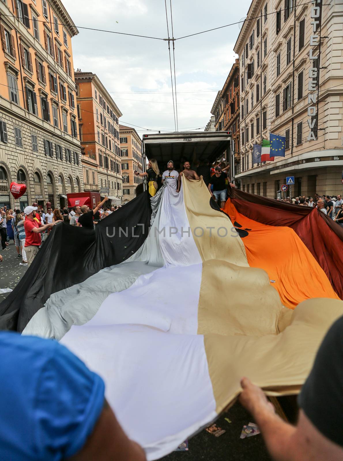 ROME, ITALY - JUNE 13, 2015: Rome hosts a popular Pride celebration - Rome Gay Pride on June 13, 2015.  Rome Gay Pride parade takes place on this day, drawing thousands of spectators and participants 