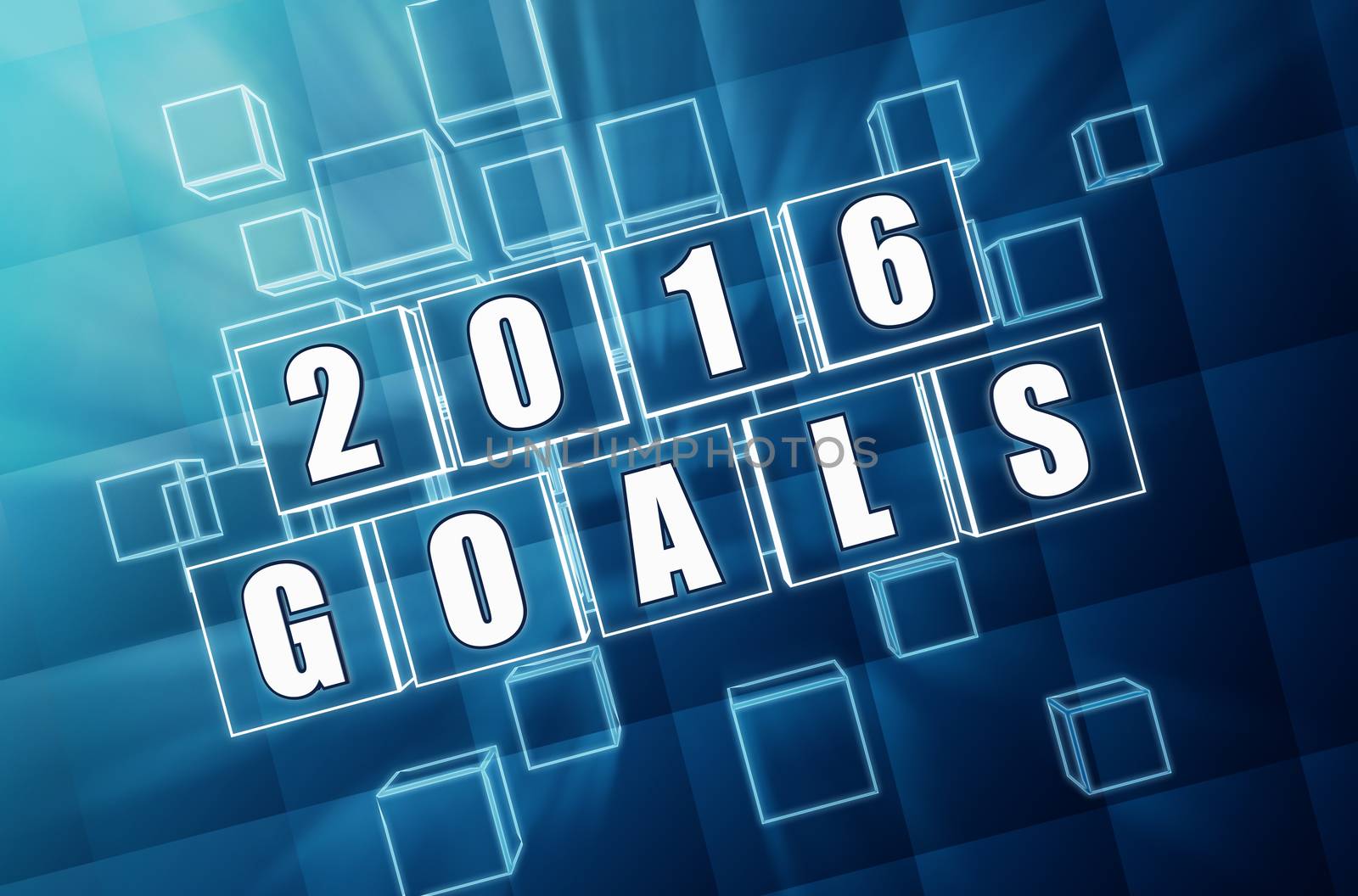 new year 2016 goals in blue glass blocks by marinini