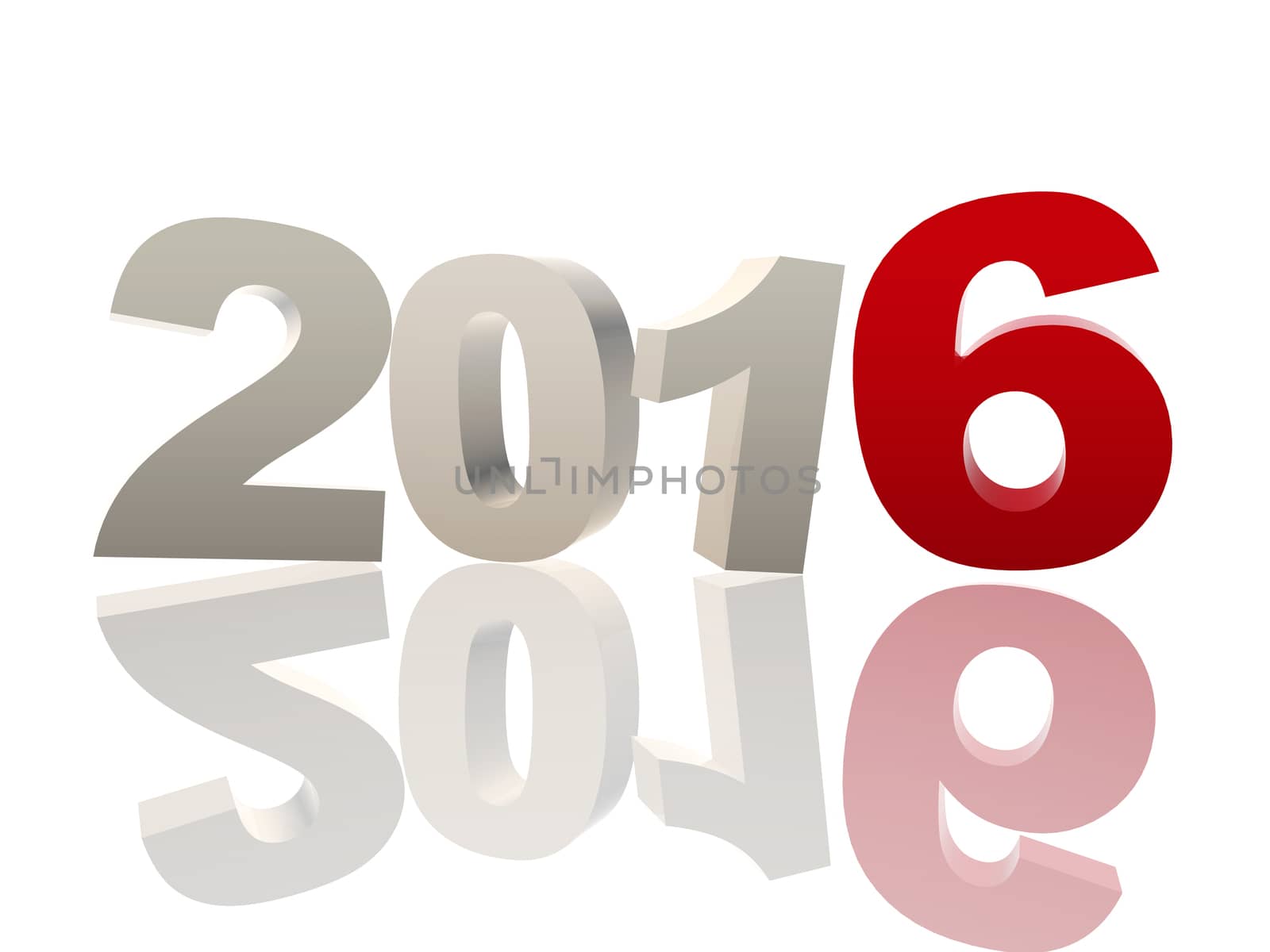 3d new year 2016 in red and grey figures by marinini