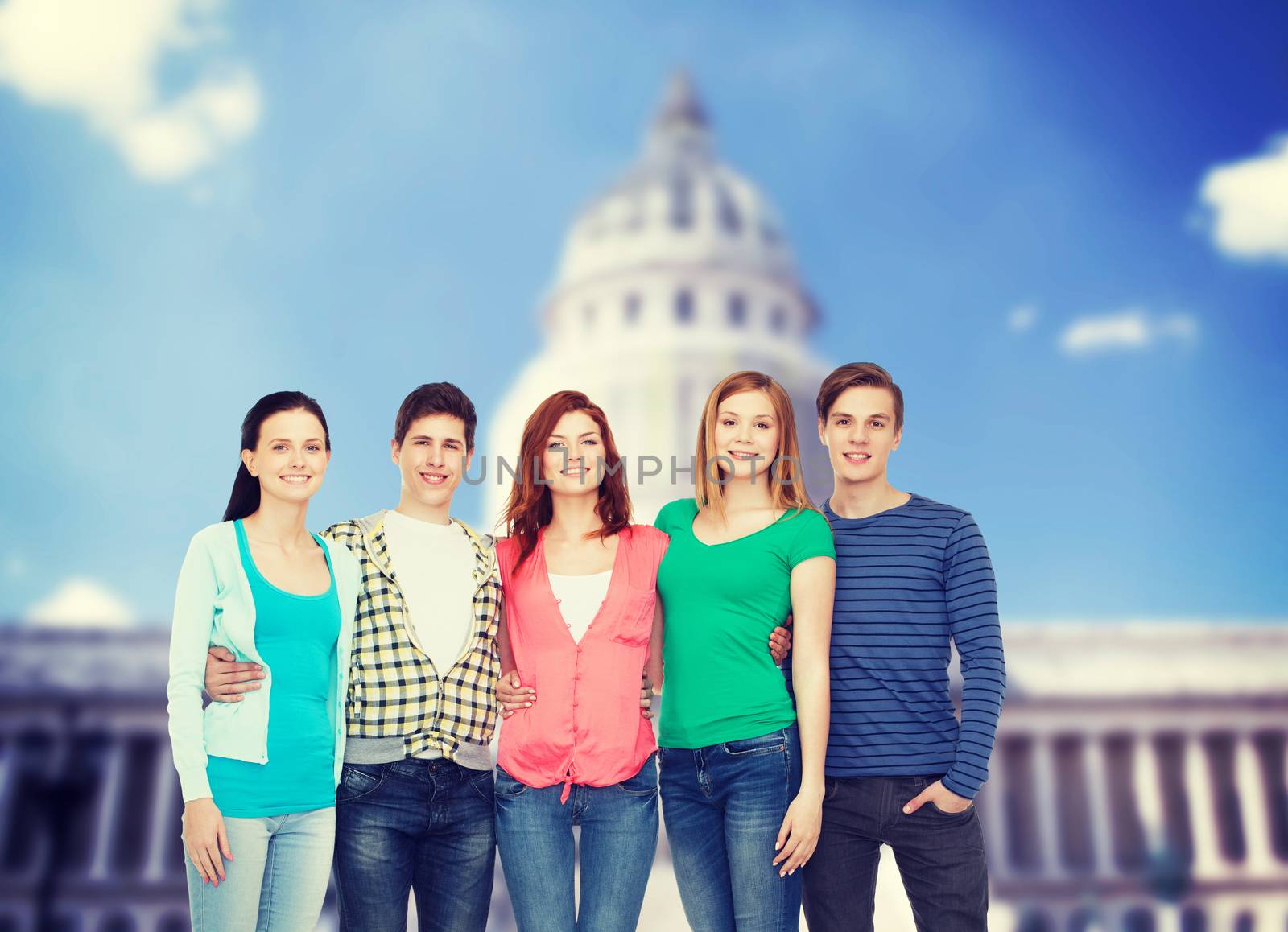 group of smiling students standing by dolgachov