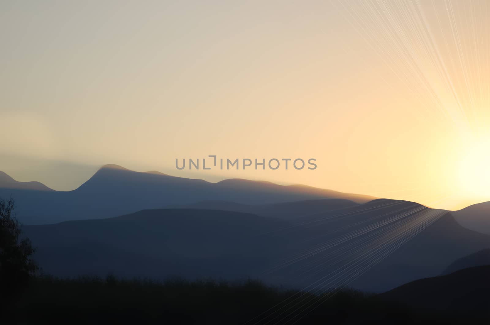 Sunset in the berg of South Africa showing beautiful view of mountains