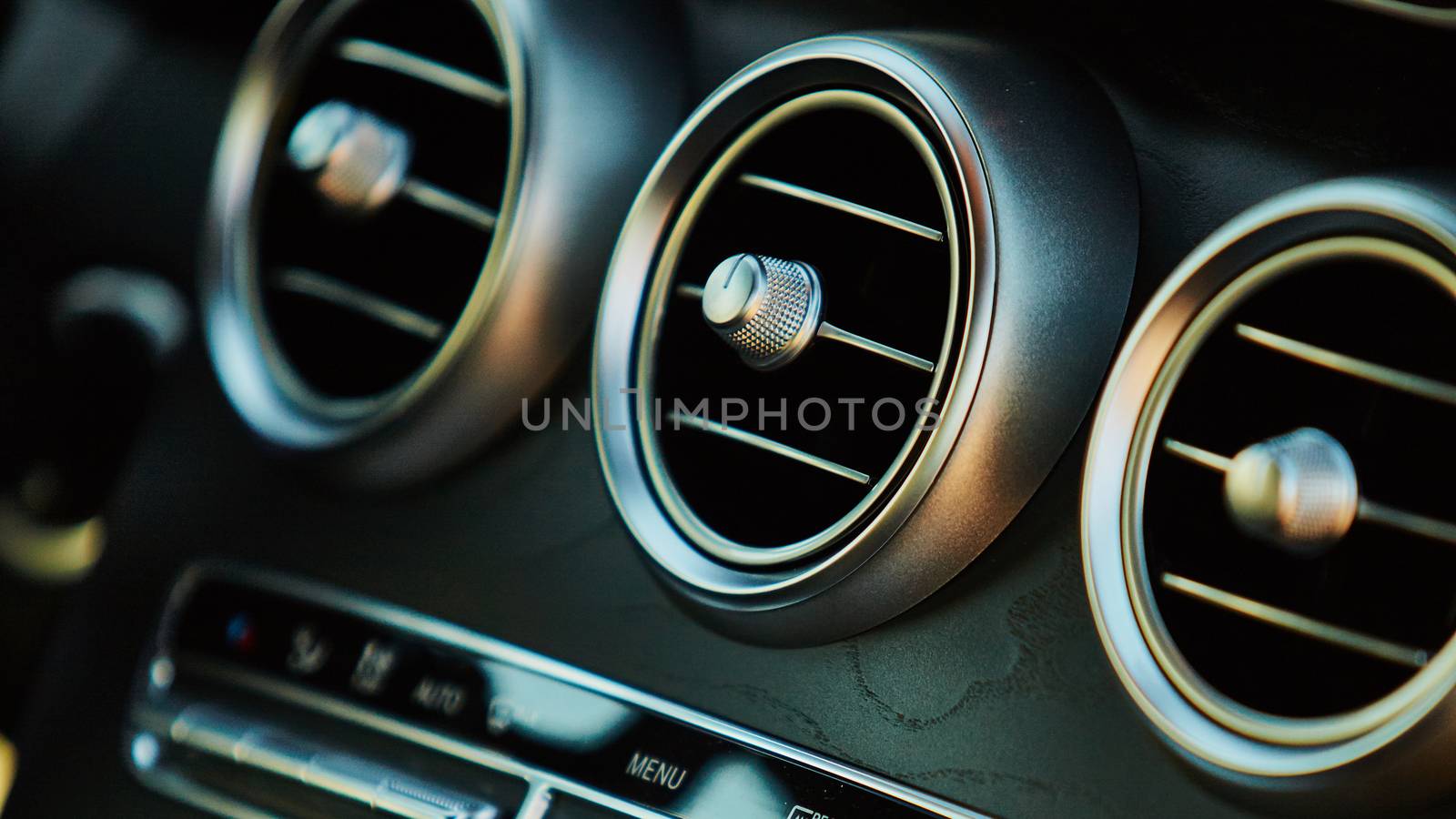 Luxury car interior details. The Shallow dof 