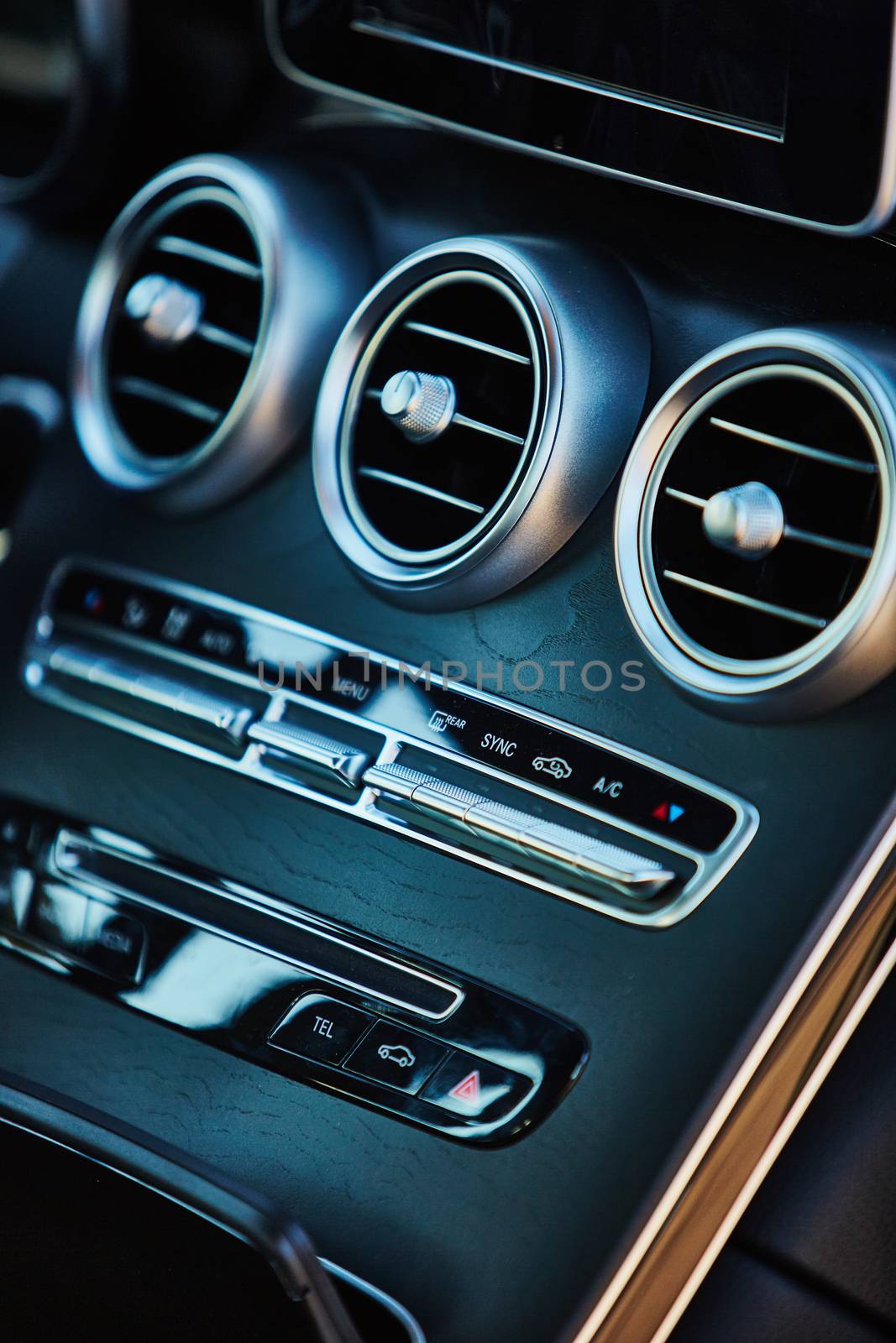 Luxury car interior details. The Shallow dof 