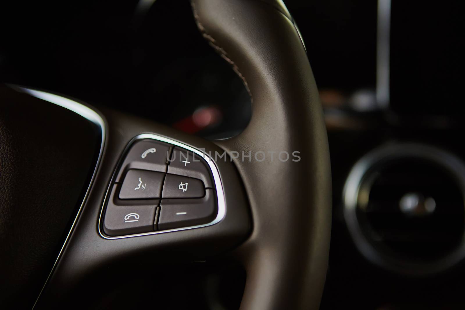 Luxury car interior details. The Shallow dof 