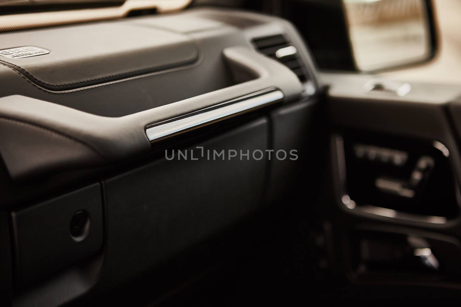 Luxury car interior details. The Shallow dof 