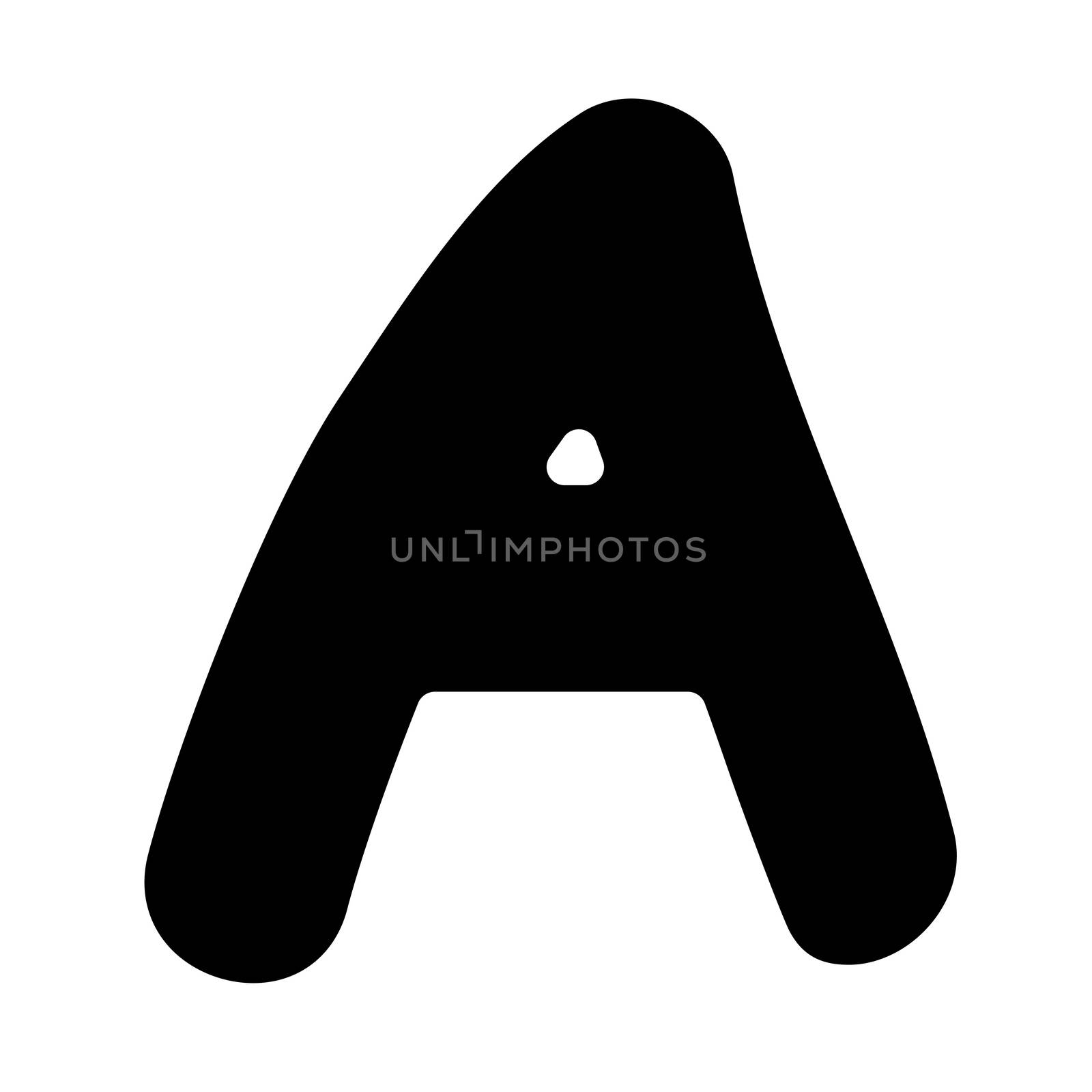 Decorated original font, a funny fat capital letter isolated on white, part of a full series