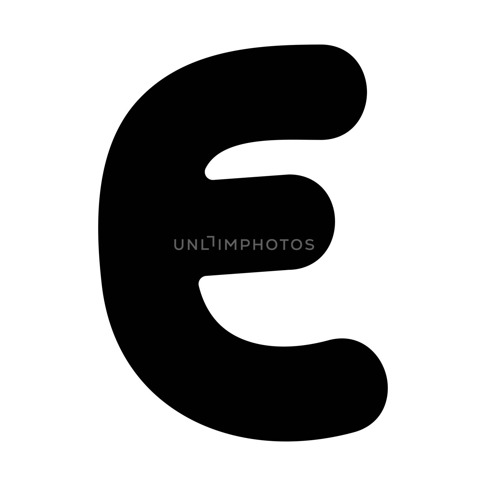 Original font, hand drawn funny fat capital letter isolated on white, part of a full series

