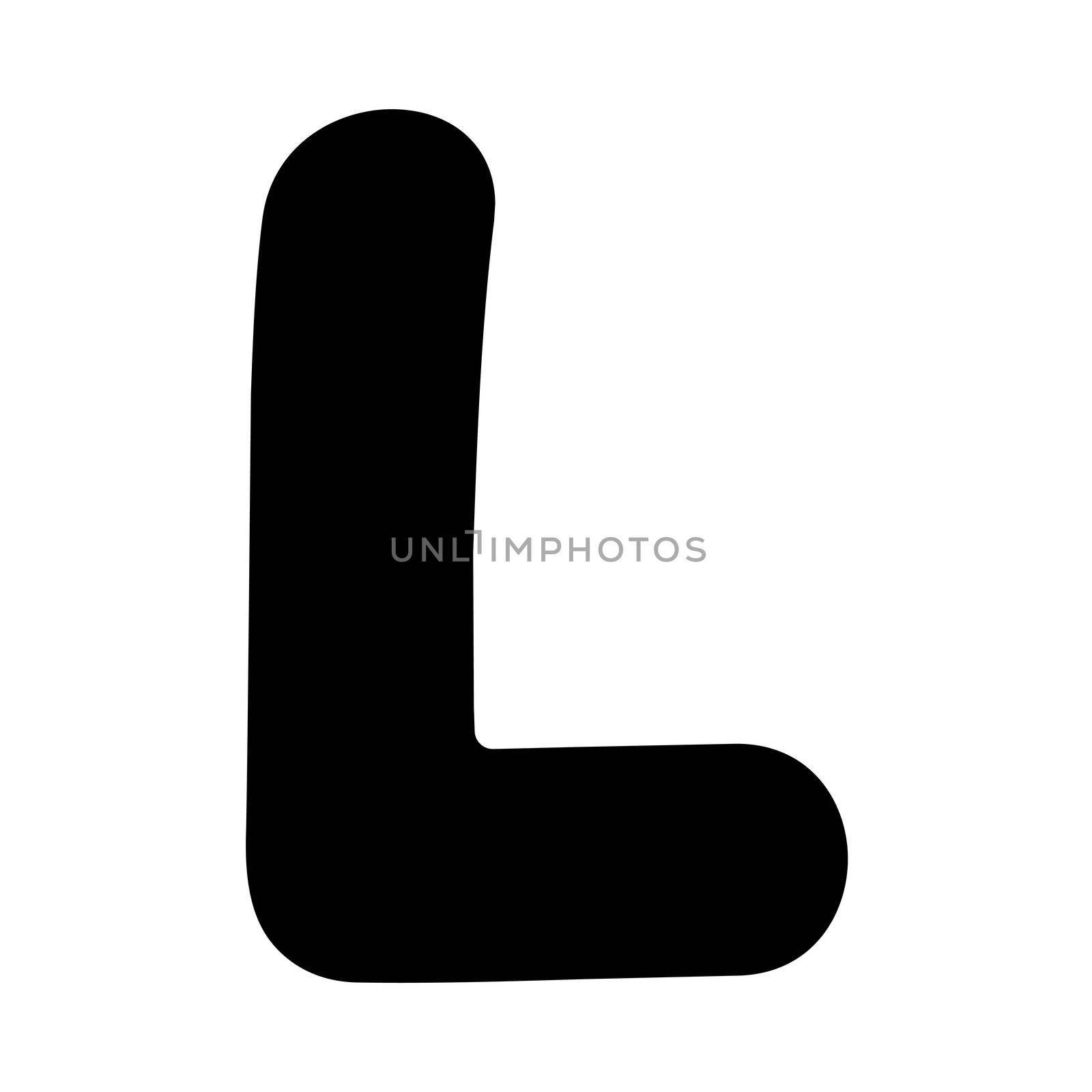 Original font, hand drawn funny fat capital letter isolated on white, part of a full series
