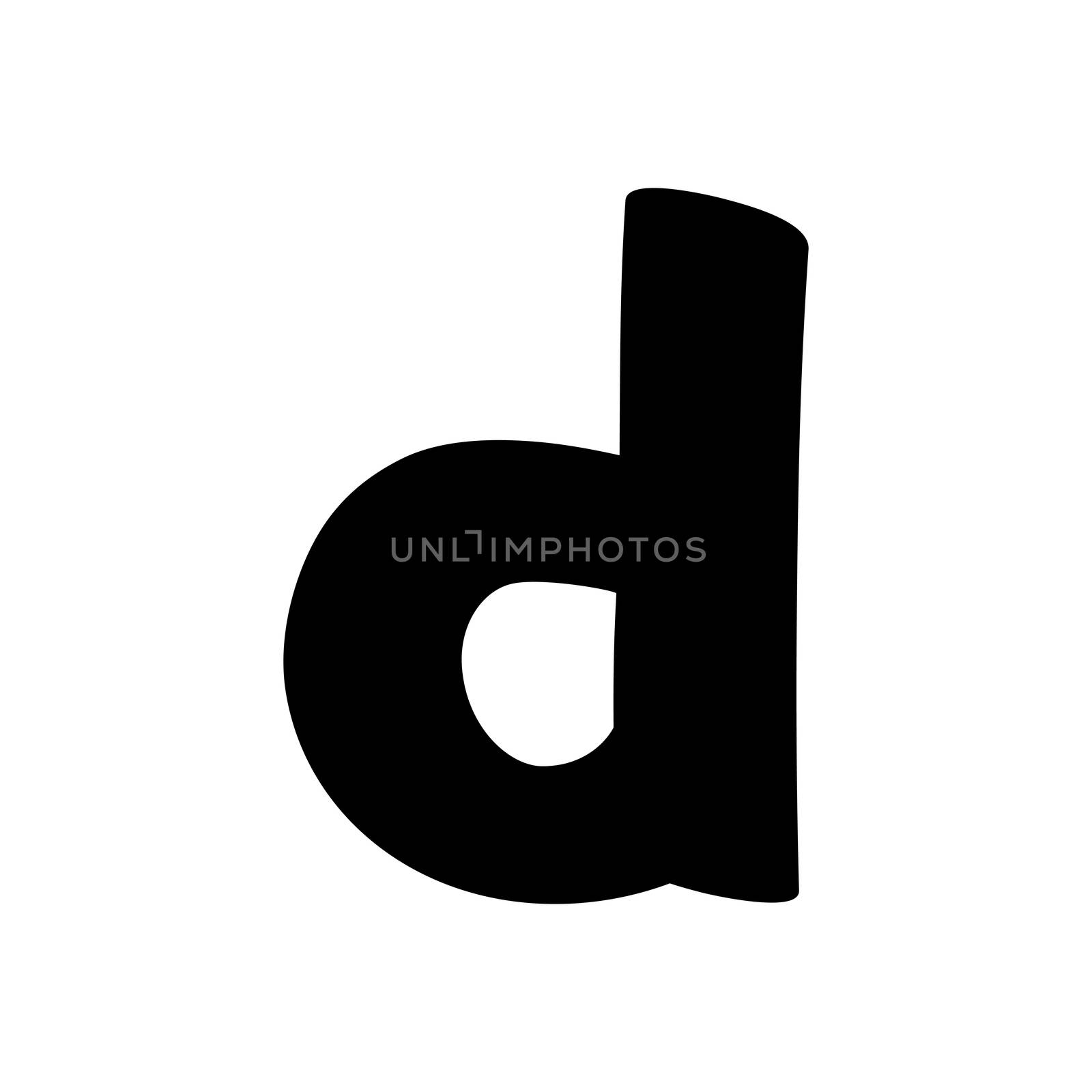 Decorated original font, a funny fat small letter isolated on white, part of a full series