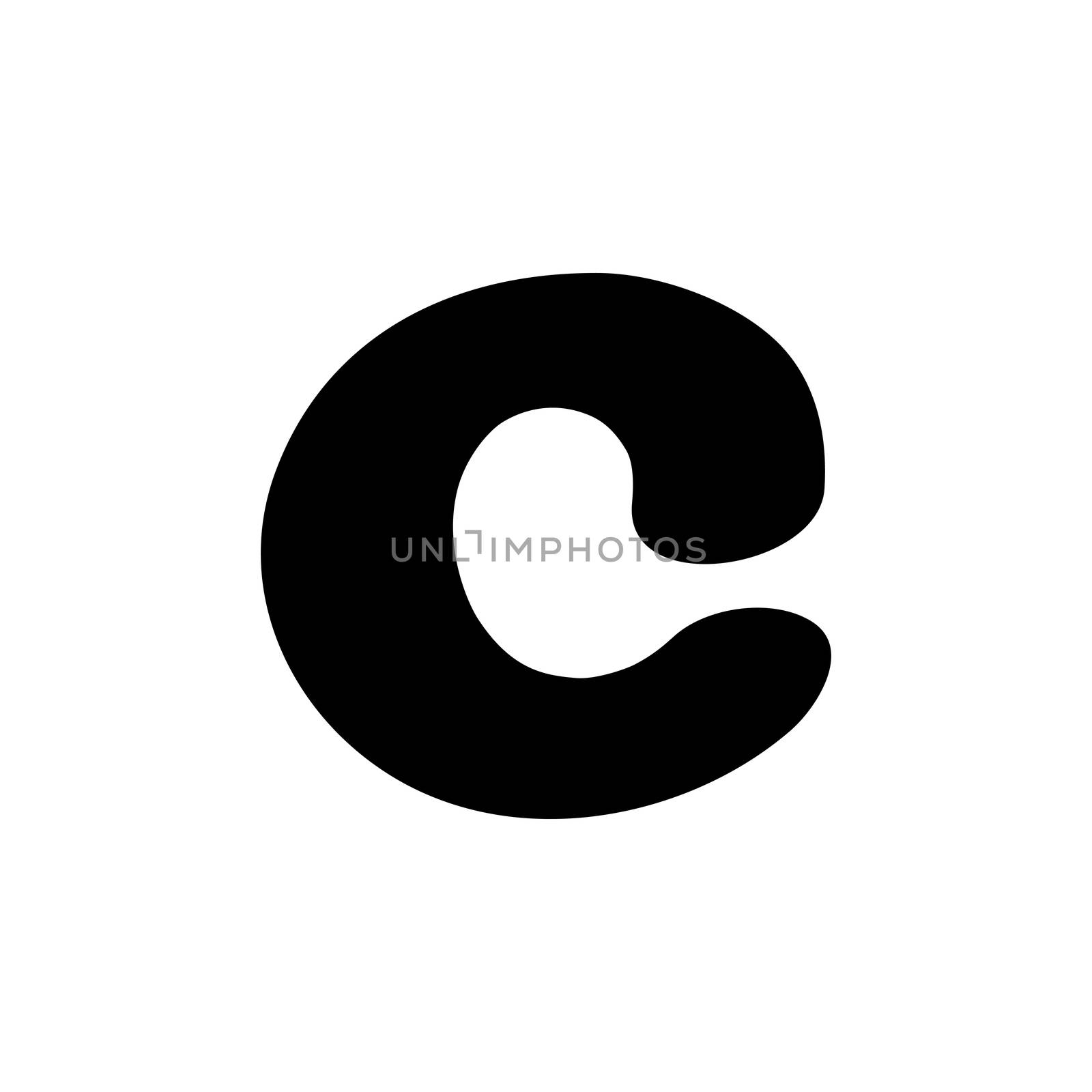 Decorated original font, a funny fat small letter isolated on white, part of a full series