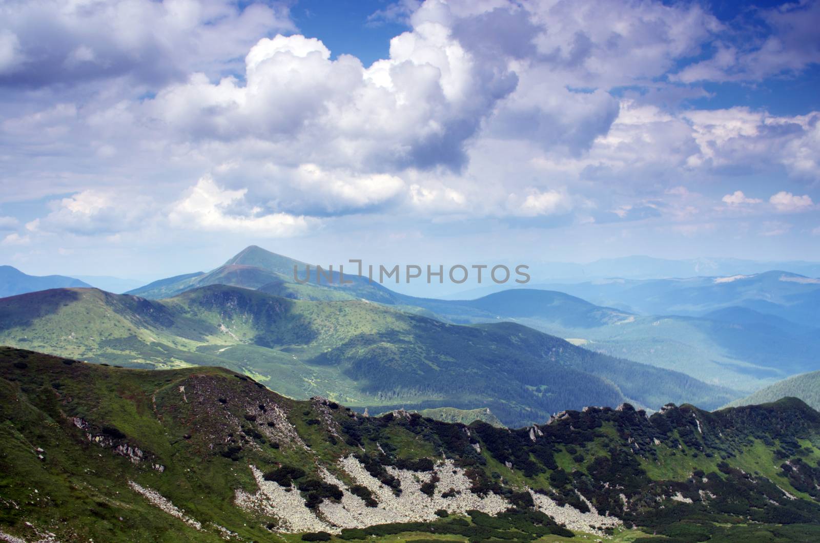 evening mountain plateau landscape (Carpathian, Ukraine)  by dolnikow